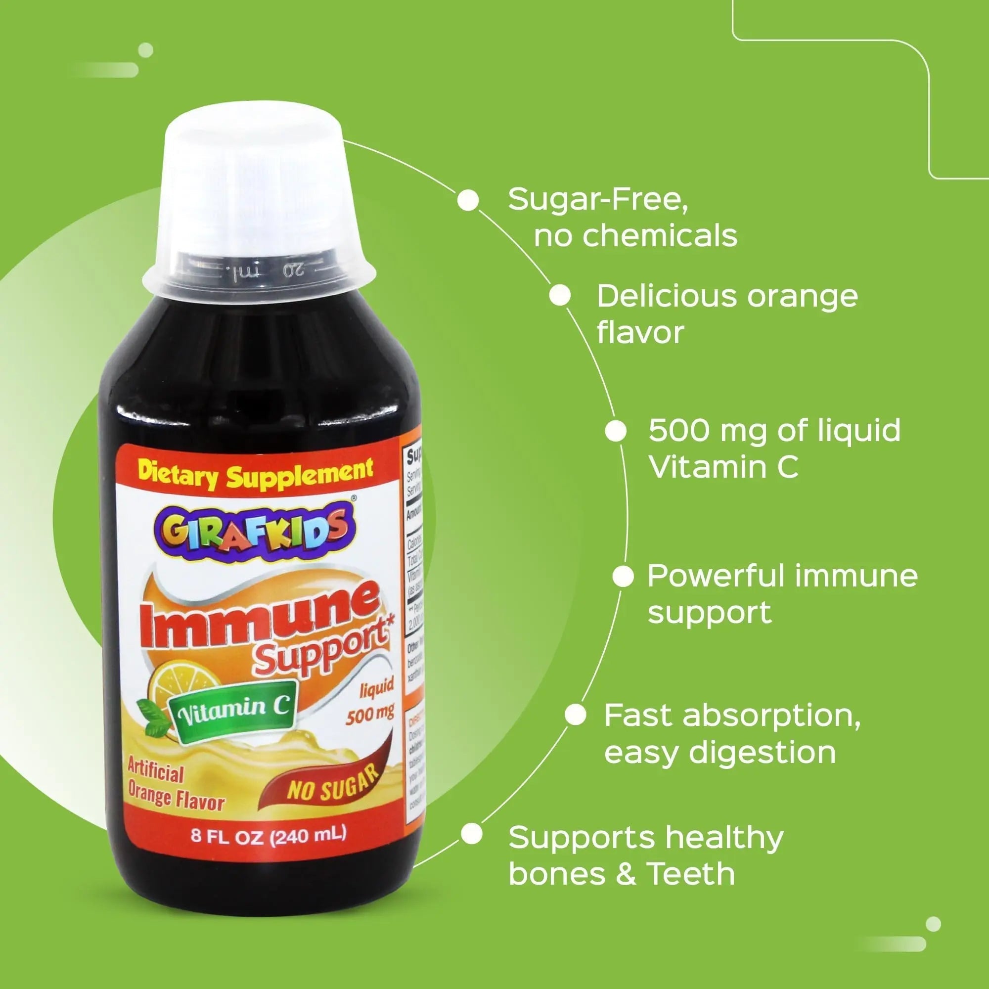 GirafKids Multivitamin Syrup + Liquid Vitamin C Bundle for Kids Ages 4+ | Omega-3, Beta Glucan, Folic Acid & Antioxidant Support | Peach & Orange Flavors PHARMADEL uk supplements