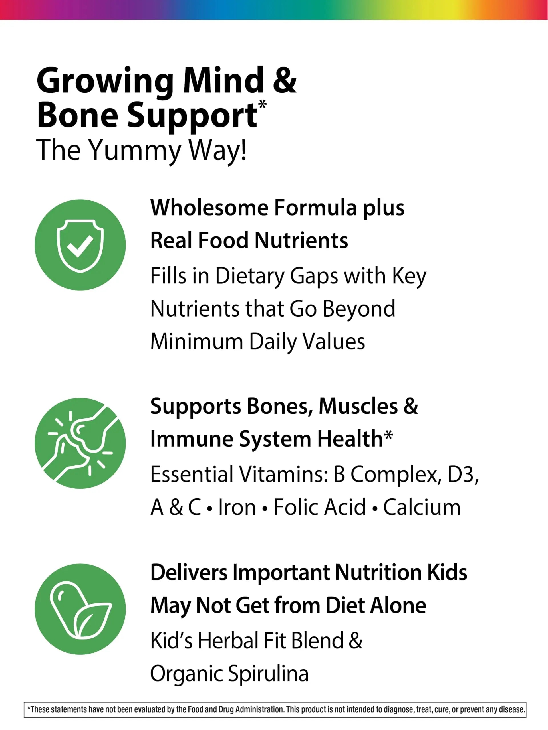 Rainbow Light Kids One + Multivitamin | 50 Chewable Tablets | with Iron & Tummy Friendly Probiotics | Fruit Punch Flavor | Real Food Nutrients Rainbow Light uk supplements
