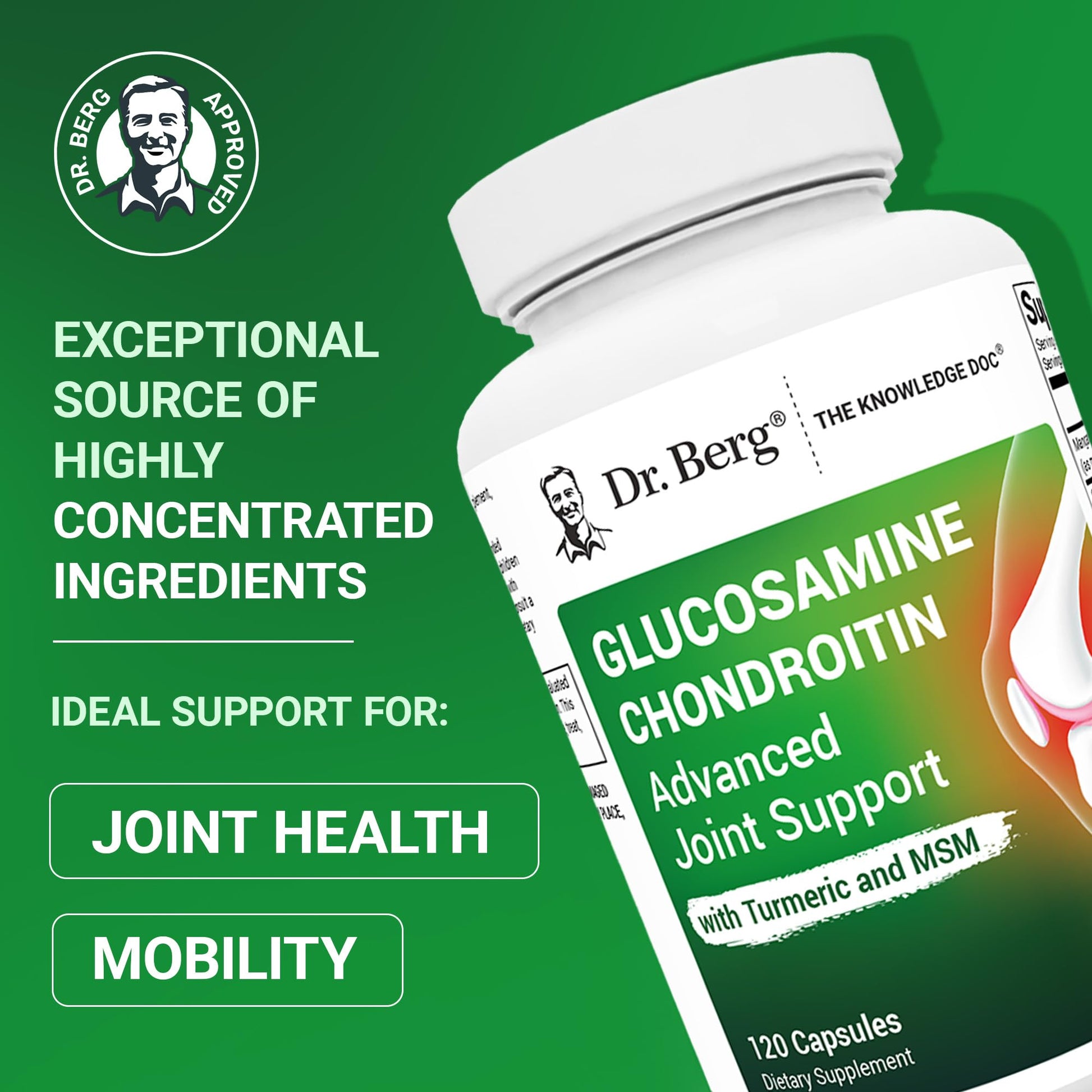 Dr. Berg Glucosamine Chondroitin MSM Turmeric & Boswellia - Advanced Joint Support Supplement with 1500 mg Glucosamine Sulfate - Includes 120 Capsules Dr. Berg Nutritionals uk supplements