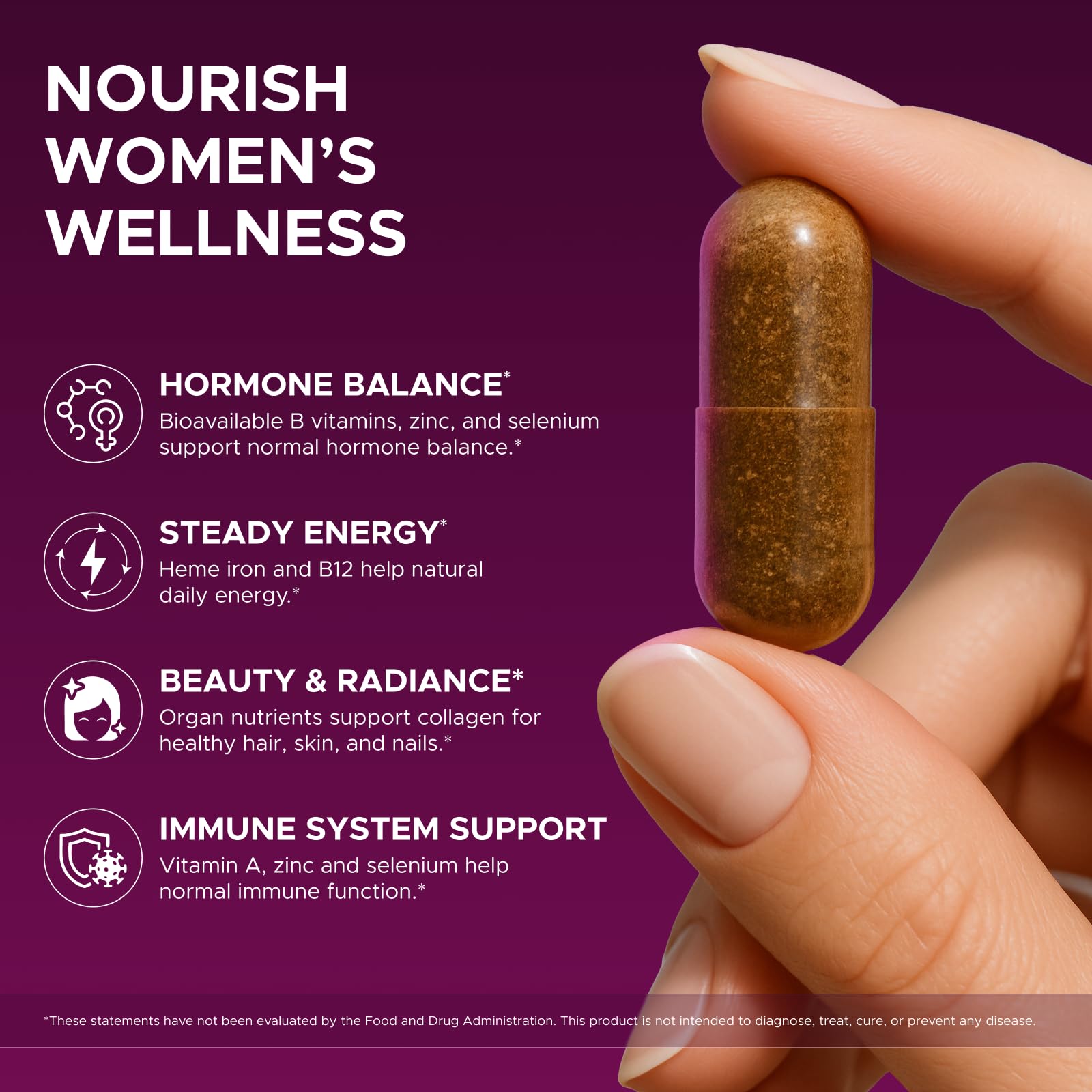 Primal Beef Organ Supplement for Women, Grass-Fed Ancestral Superfood Supplement with Uterus & Liver for Hormone Balance & Queen Energy - 60 Day Supply Wellanova uk supplements