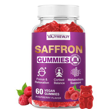 VAJYKEWJY Saffron Gummies (88.5 mg) with Magnesium — Enhanced with St. John’s Wort, Rhodiola, Ashwagandha & Vitamins B6, B12, D3 for Mood & Focus Support — 60 Count VAJYKEWJY uk supplements