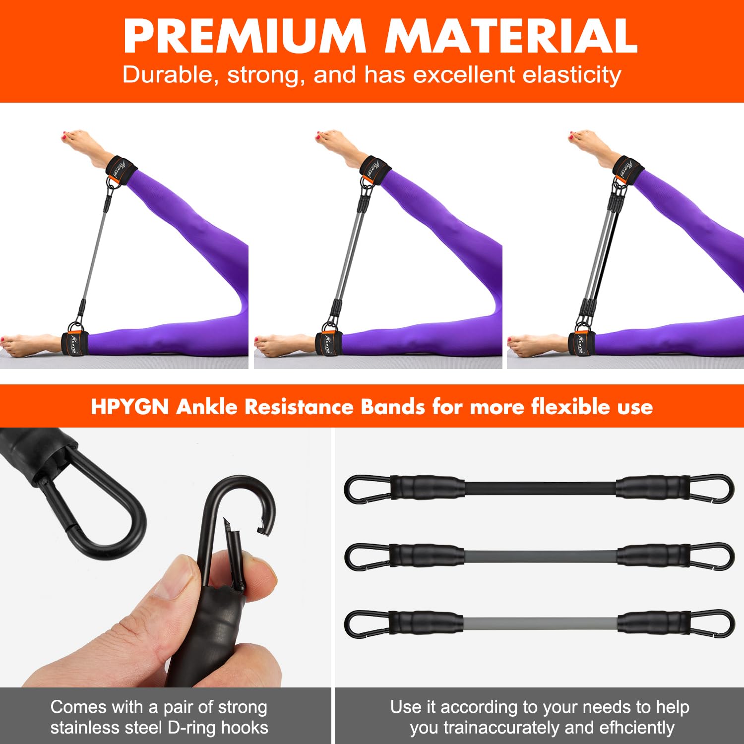 Ankle Resistance Bands with Cuffs for Leg and Glute Training - Exercise Equipment HPYGN uk supplements