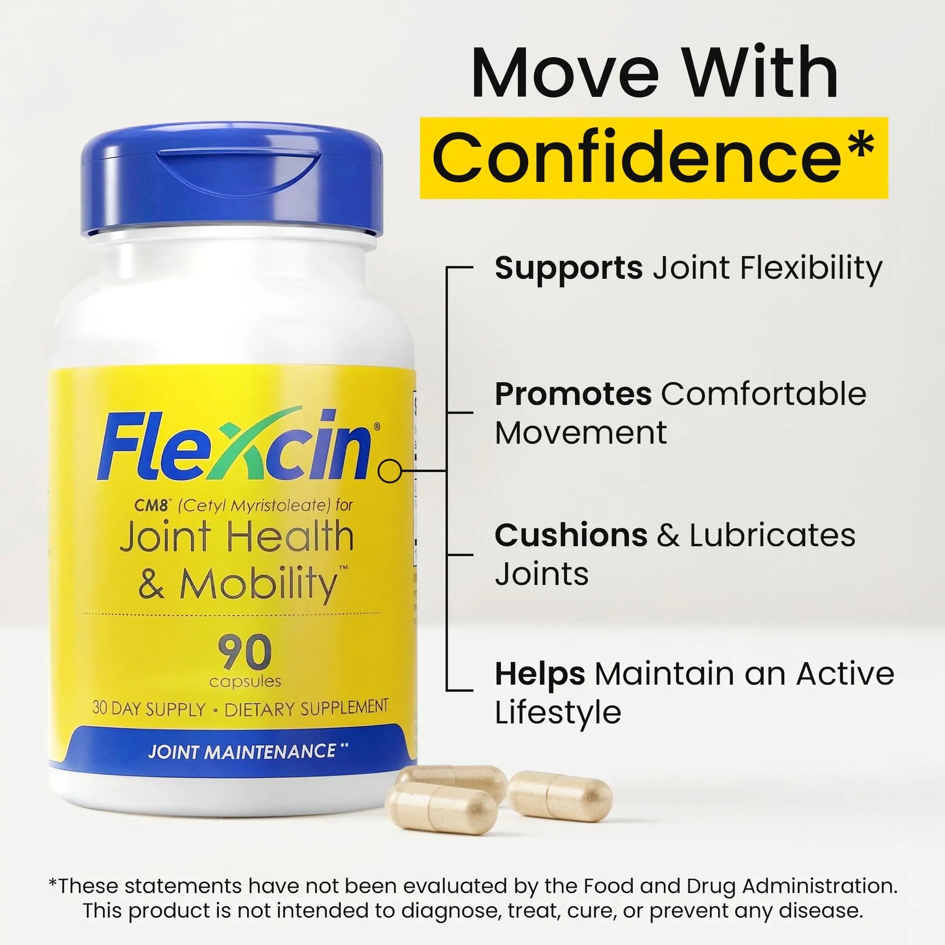 Flexcin Joint Health & Mobility Formula with CM8 (Cetyl Myristoleate) - Joint Supplements for Men and Women with Glucosamine, MSM, Collagen Type II - 90 Capsules Flexcin uk supplements
