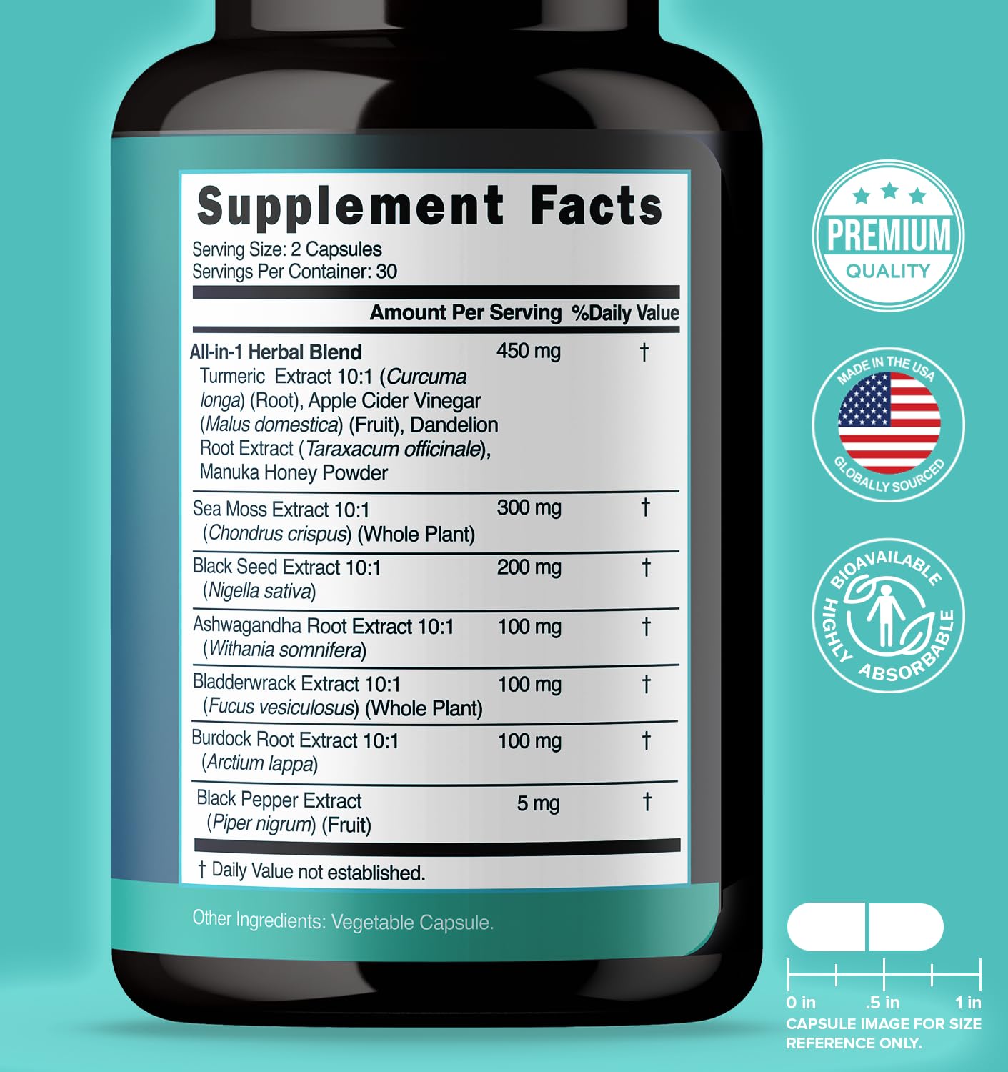 NUTRALAVA Sea Moss Pills, All-in-One Blend with Irish Sea Moss Black Seed Oil Ashwagandha, Sea Moss Capsules for Women and Men - Gluten-Free, Non-GMO, 60 Capsules NUTRALAVA uk supplements