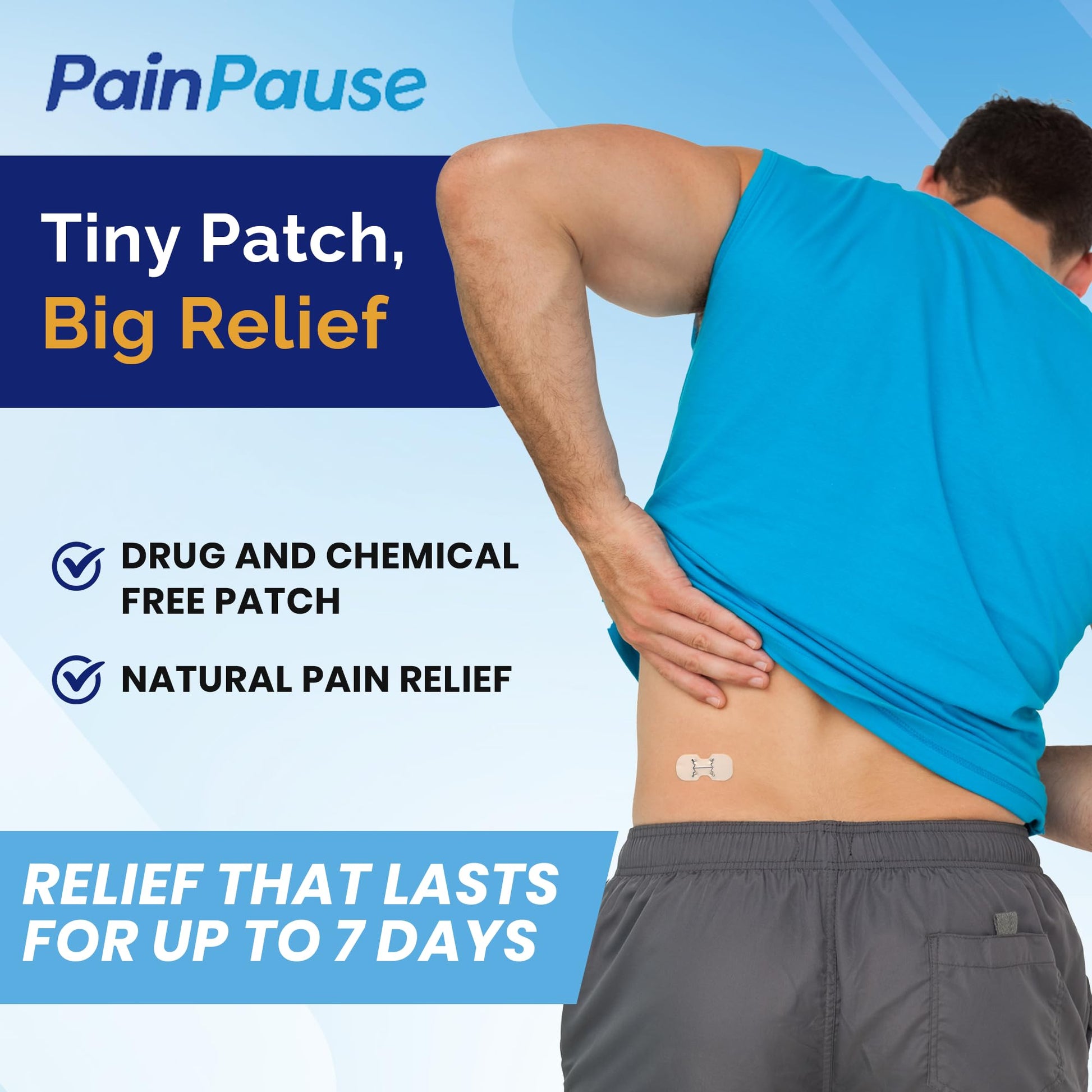 PainPause Long Lasting Pain Relief - Back, Hip, Knee, Neck, Plantar Fasciitis, and Others - Relief for Up to 7 Days, Clinically Tested, 4 Devices in 2 Pouches PainPause uk supplements