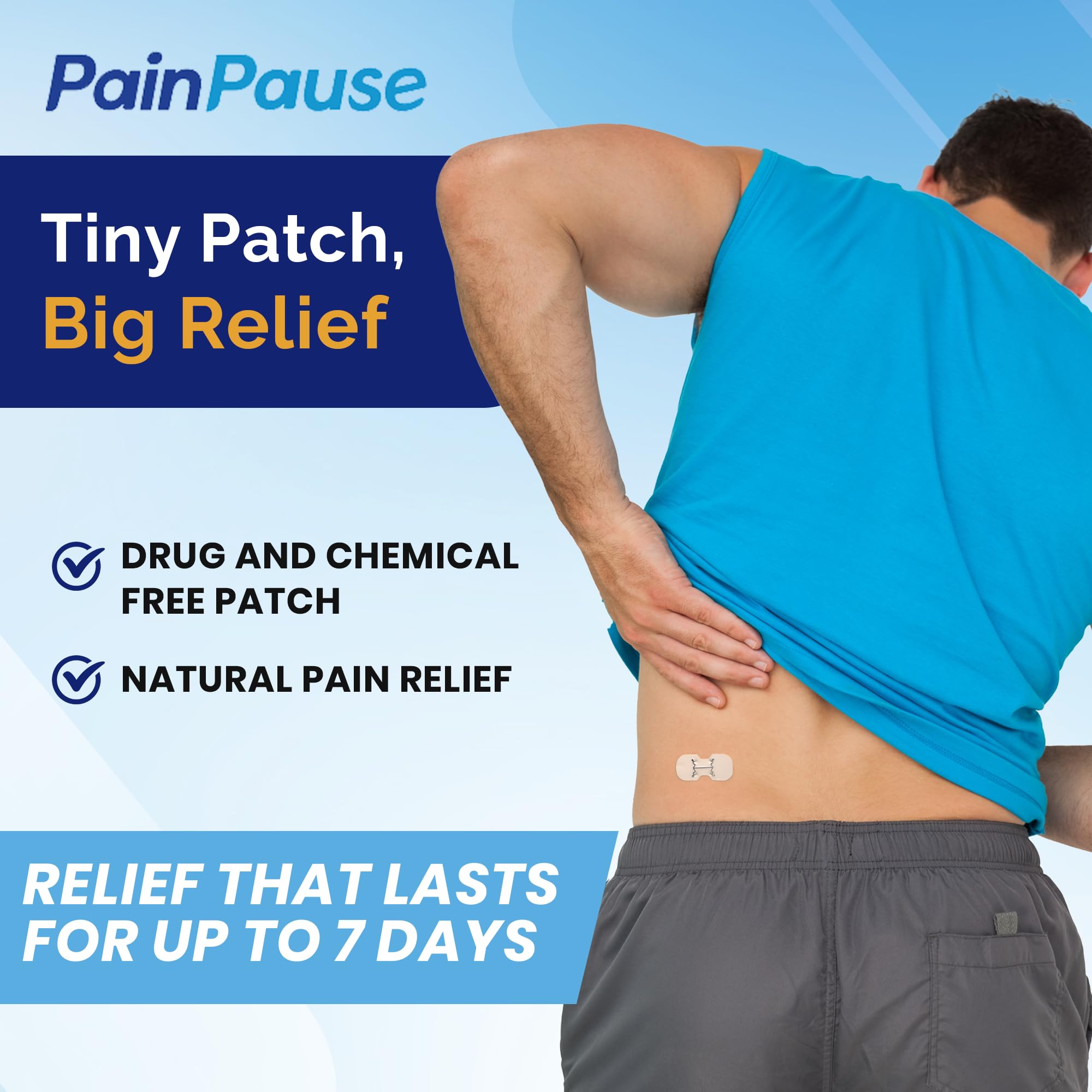 PainPause Long Lasting Pain Relief - Back, Hip, Knee, Neck, Plantar Fasciitis, and Others - Relief for Up to 7 Days, Clinically Tested, 4 Devices in 2 Pouches PainPause uk supplements