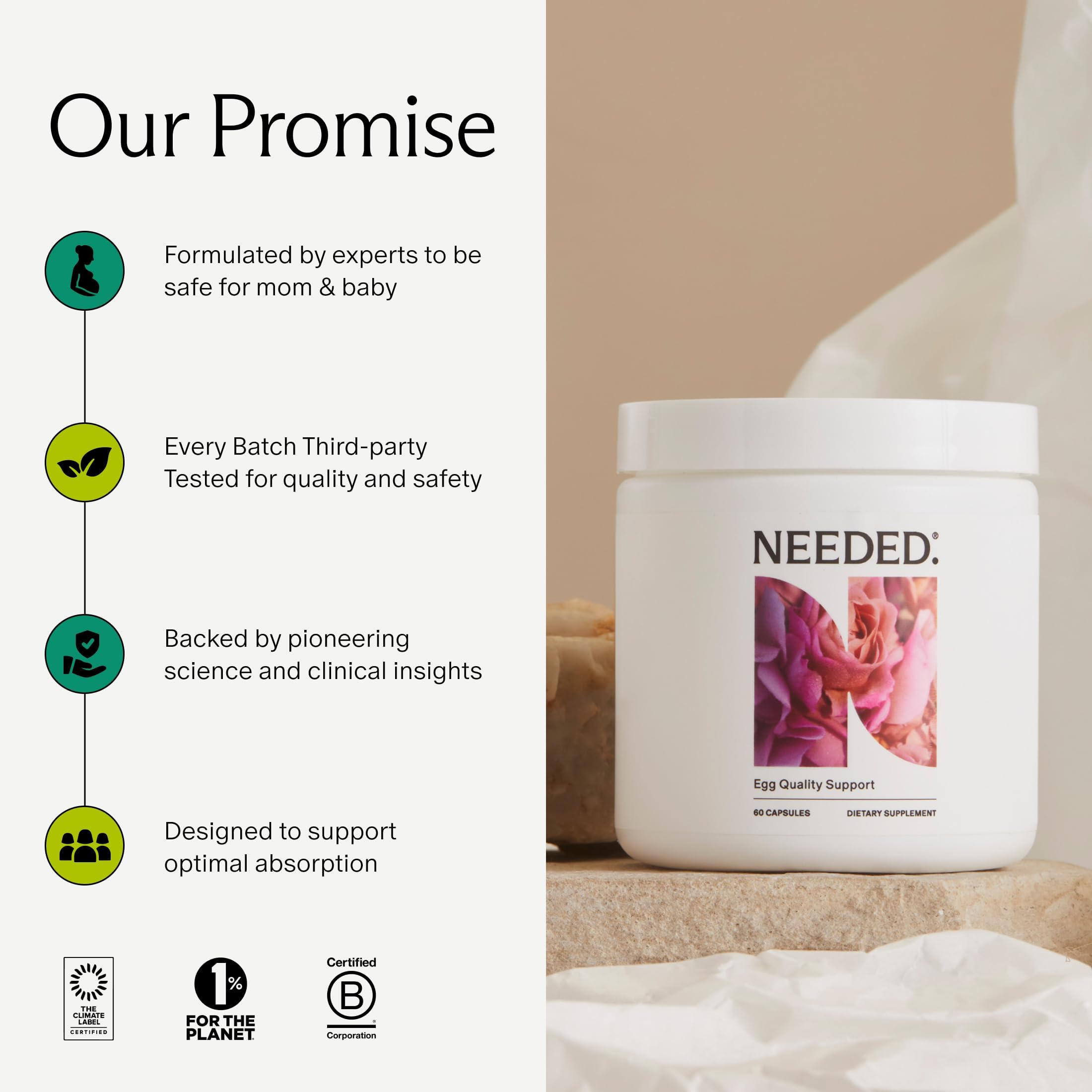 Needed. Egg Quality Support - Optimally Formulated Antioxidants Supplement for Egg Quality - Fertility Support - Fertility Supplement for Women Needed. uk supplements
