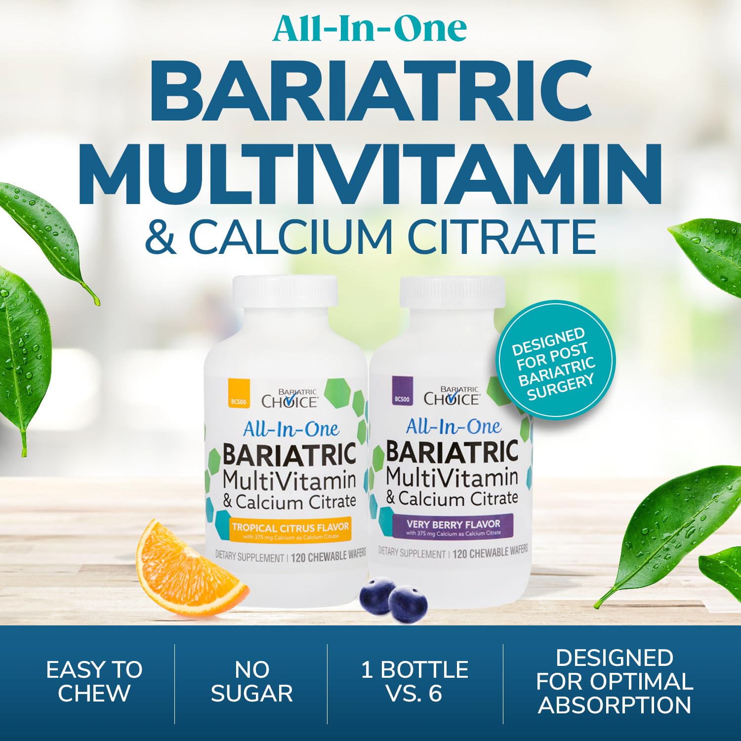Bariatric Choice All-in-One Chewable Bariatric MultiVitamin with Iron & Calcium Citrate, Very Berry (120ct) Bariatric Choice uk supplements