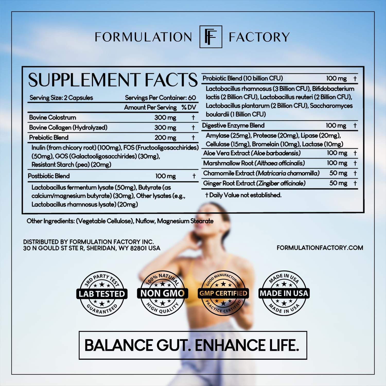 Formulation Factory Probiotics for Women & Men - Gut Intellect 10-in-1 Digestive Enzymes with Prebiotics and Postbiotics - Total Gut Health Supplement - 120 Capsules, 2 Month Supply Formulation Factory uk supplements