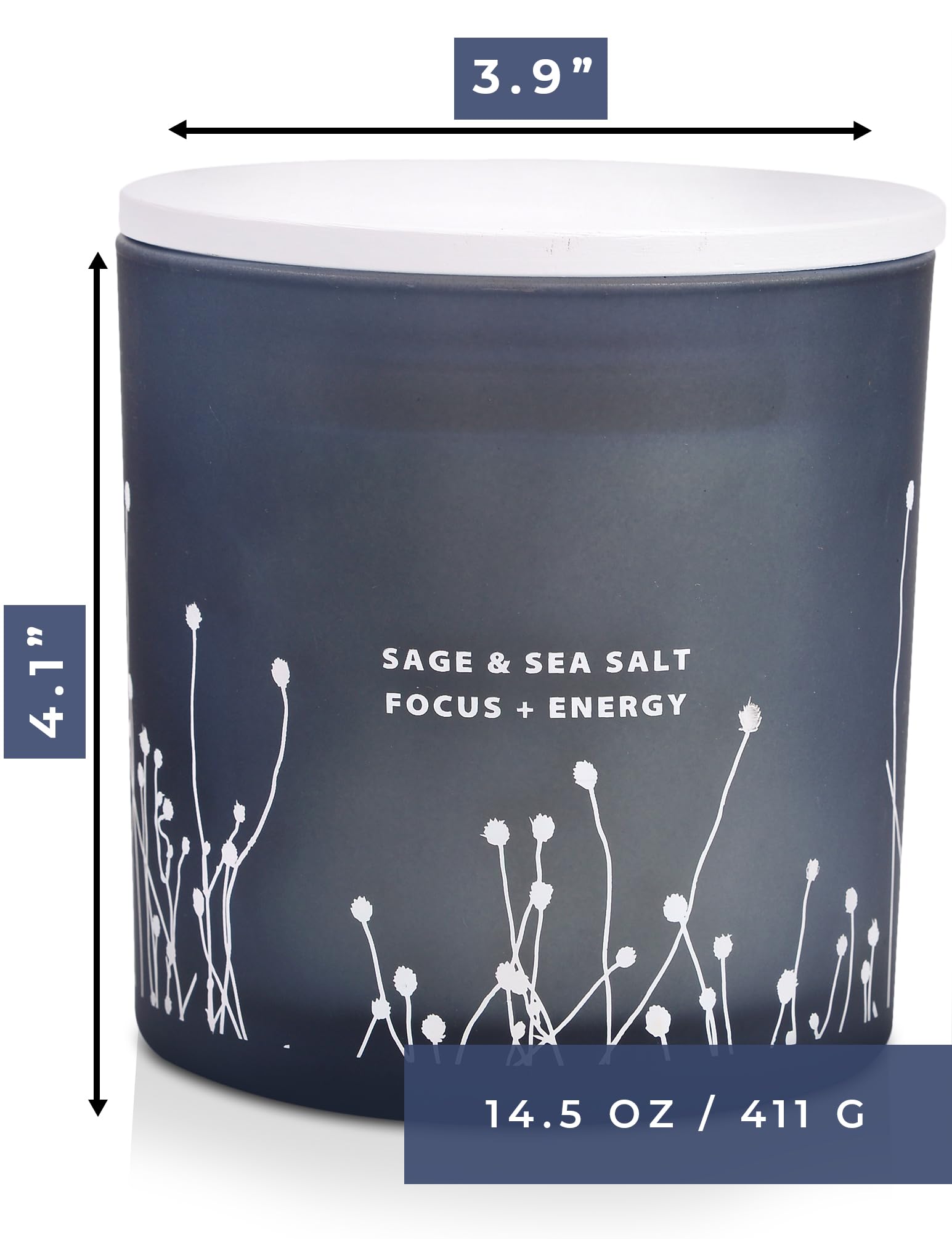 White Sage Sea Salt 3 Wick Candle 14.5 oz | Sage Candles for Cleansing House | Large Soy Candles GIFTAWAY uk supplements
