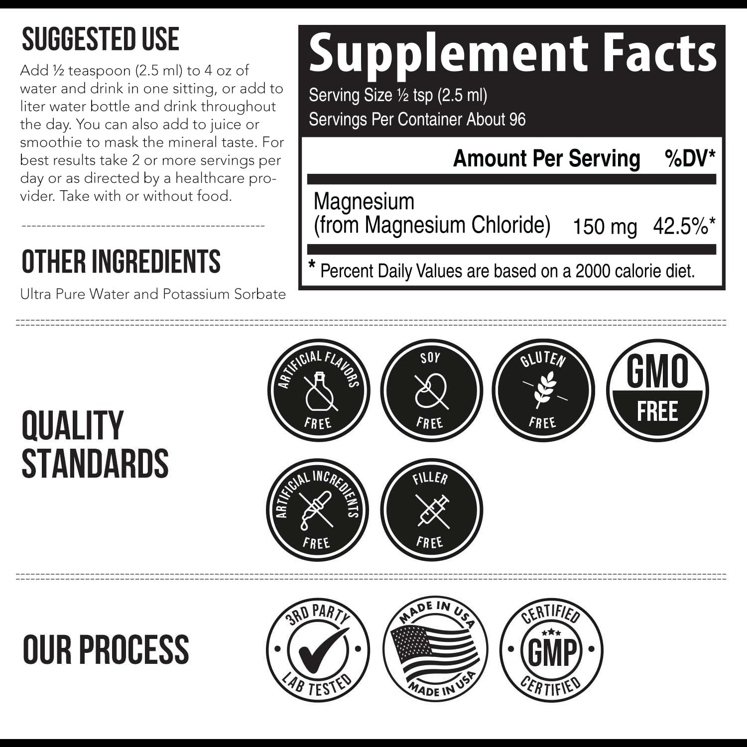 Liquid Magnesium | 8 oz - Ionic Magnesium Chloride, Highest & Fastest Absorption - Calm Mood, Sleep, Muscle Cramps & Spasms, Natural Laxative – Vegan, Glass Bottle (96 Servings) Triquetra Health uk supplements