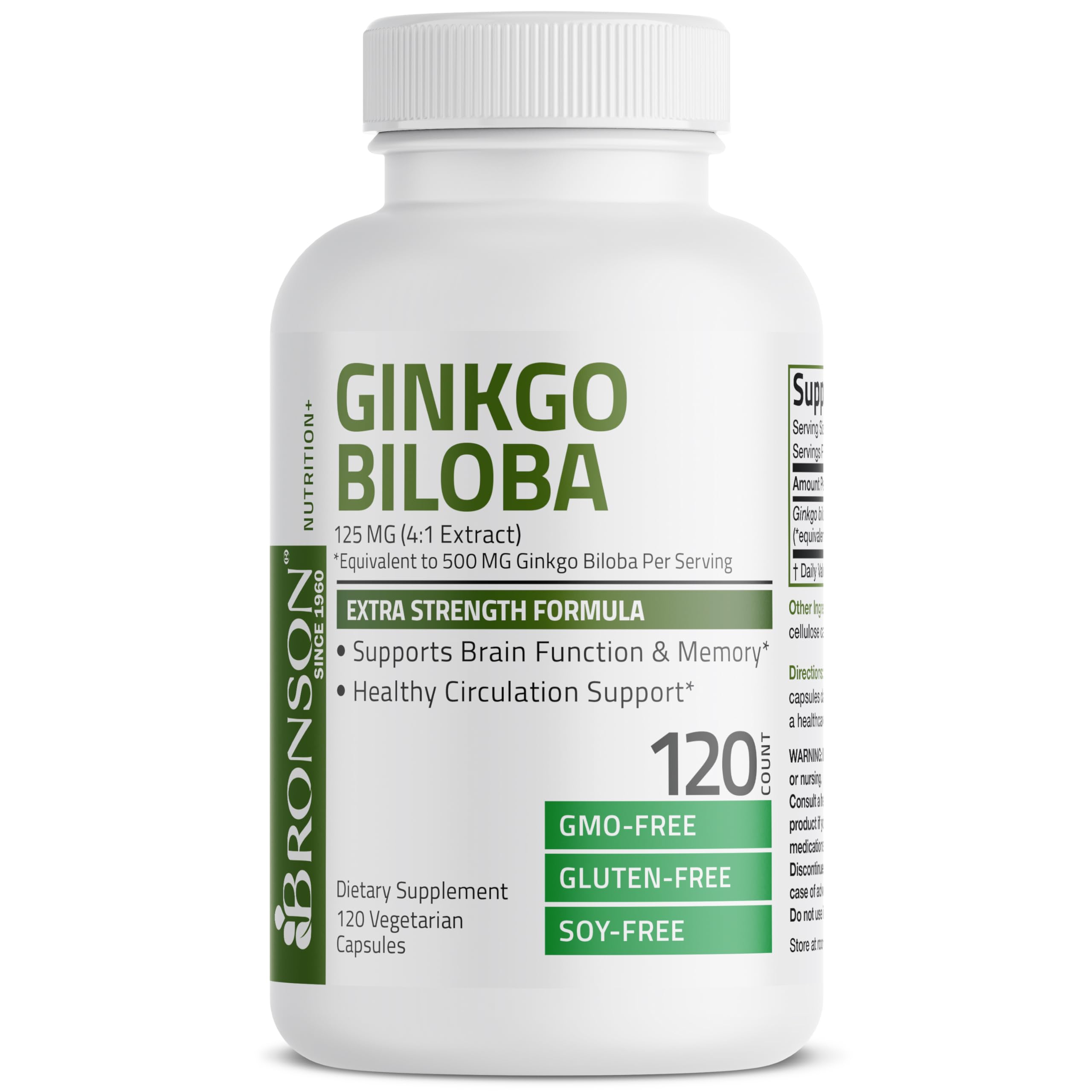 Bronson Ginkgo Biloba Extra Strength 125mg (4:1 Extract) Equivalent to 500mg Bronson uk supplements