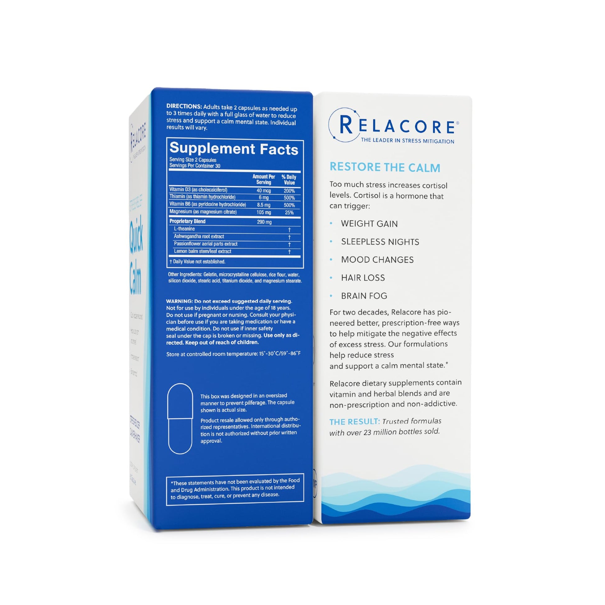 Relacore Quick Calm Mood Support Supplement with Ashwagandha, L-Theanine, Rapid Stress Relief and Relaxation – Cortisol Supplement - 60 ct Relacore uk supplements