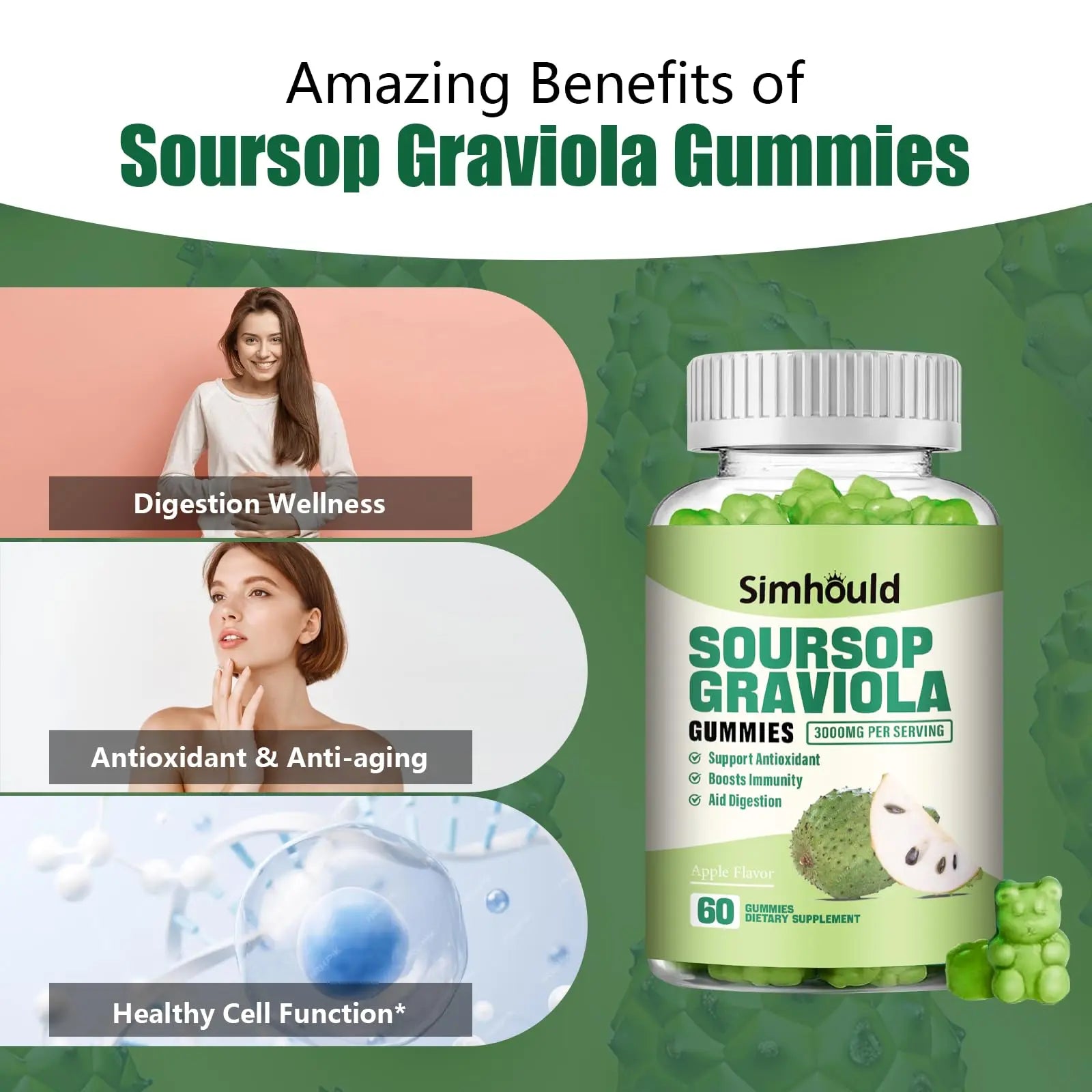 Simhould 1 Pack Soursop Graviola Gummies Simhould uk supplements