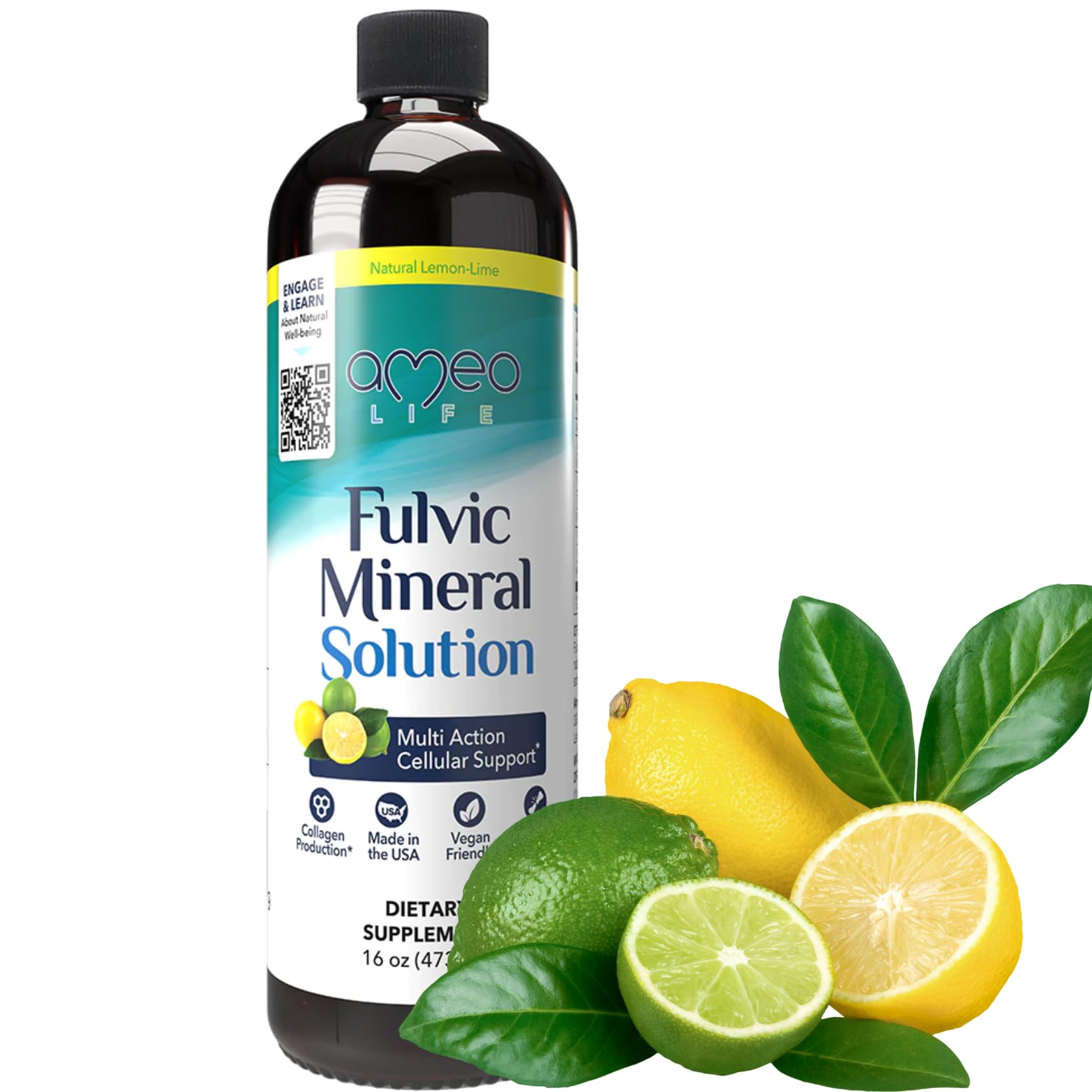 Ameo Life Fulvic Acid & Mineral Complex – Cellular Support, Detox, Collagen Boost – Promotes Skin, Hair, Nail Growth & Energy – Vegan, Gluten-Free, Non-GMO, Made in the USA -16 OZ Ameo Life uk supplements