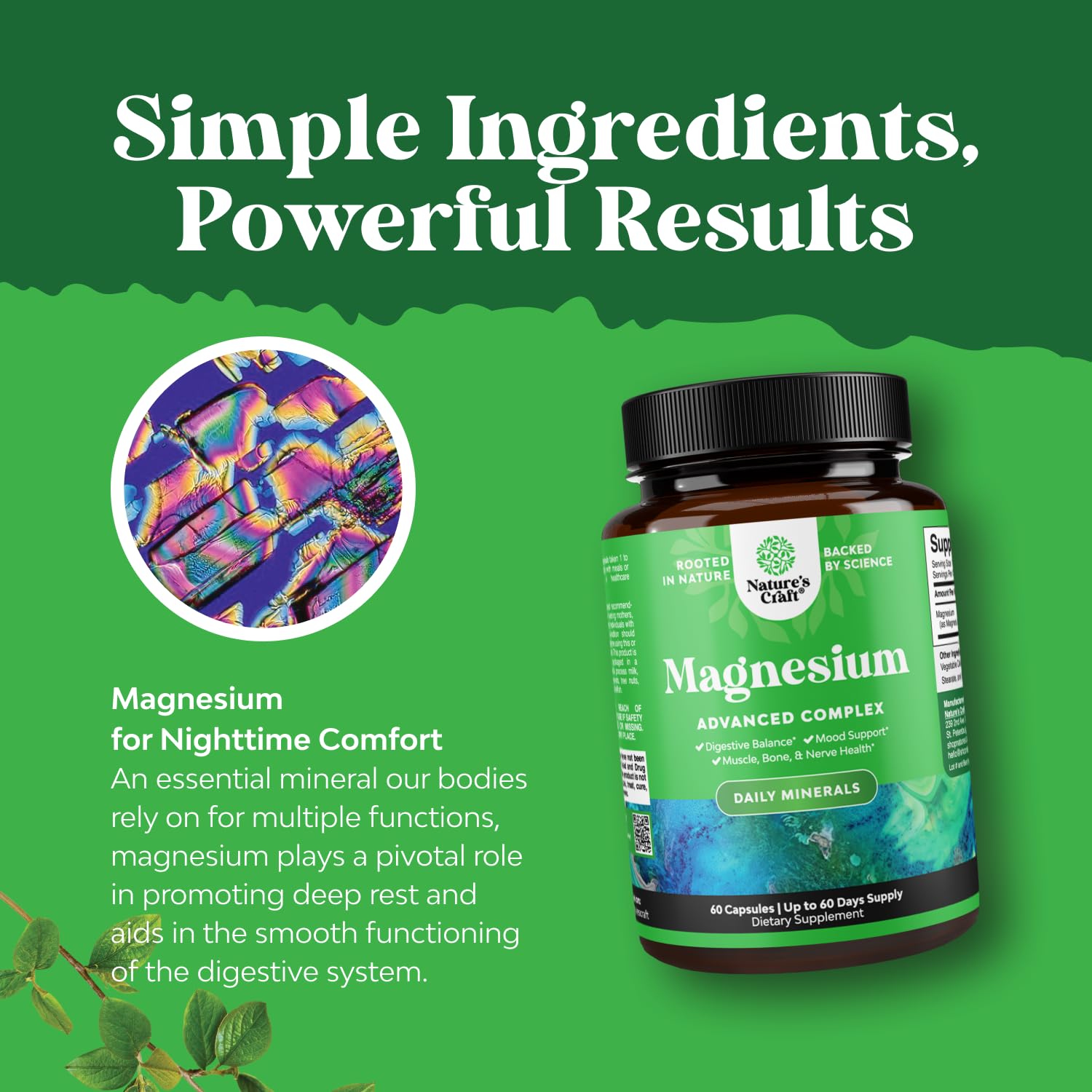 High Absorption Magnesium Complex Supplement - Magnesium Oxide 500mg with Citrate 500mg for Sleep and Mood Support - Pure Citrate per Serving for Muscle Stomach and Digestion - 60 Count Natures Craft uk supplements