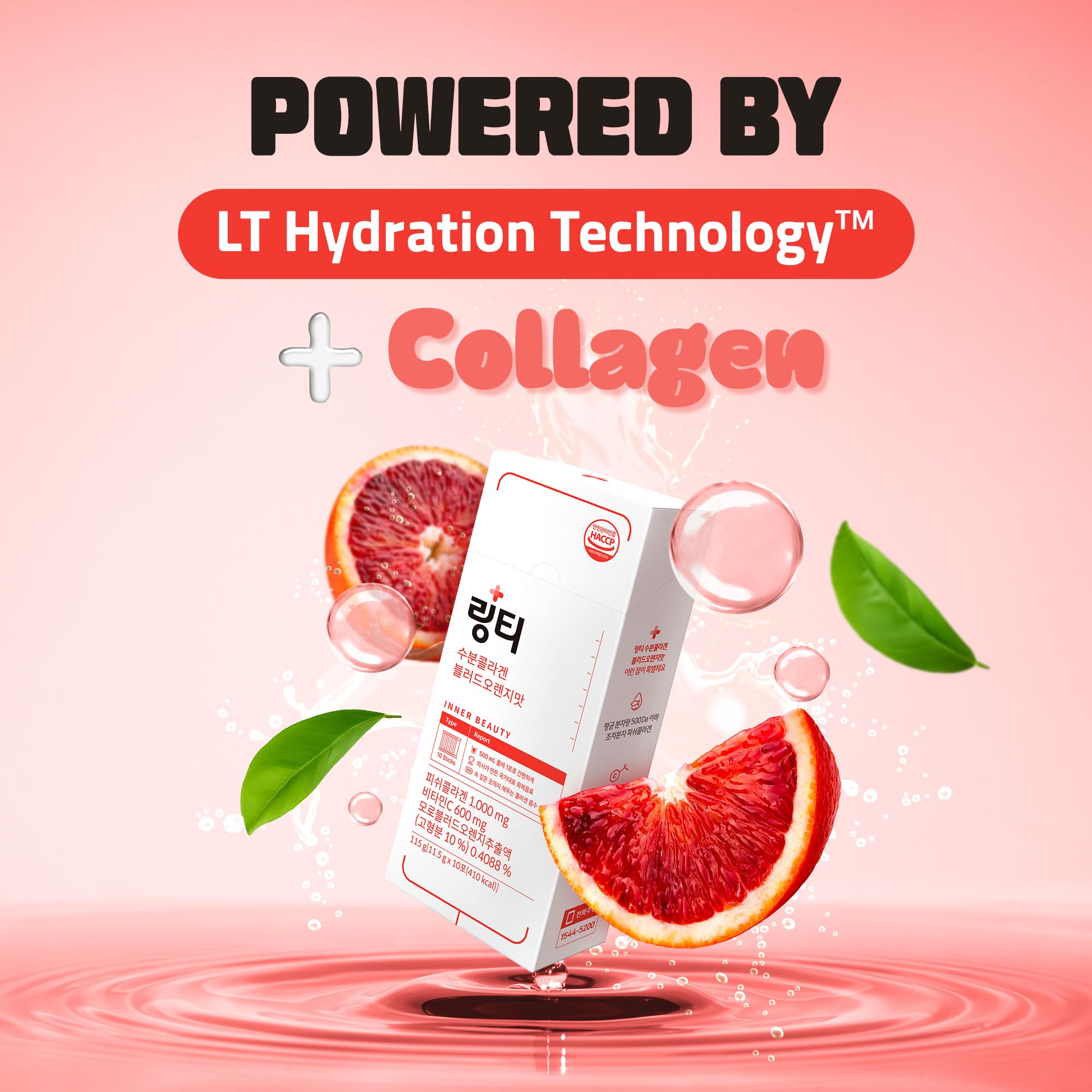 LINGTEA Doctor Developed Hydration Aqua Collagen Drink Mix -Blood Orange Flavor | 1,000mg Ultra-Micro Collagen | Maximum Absorption | Rapid Hydration | Vitamin C | Anti-Aging | Skin Health | 10 Count LINGTEA uk supplements