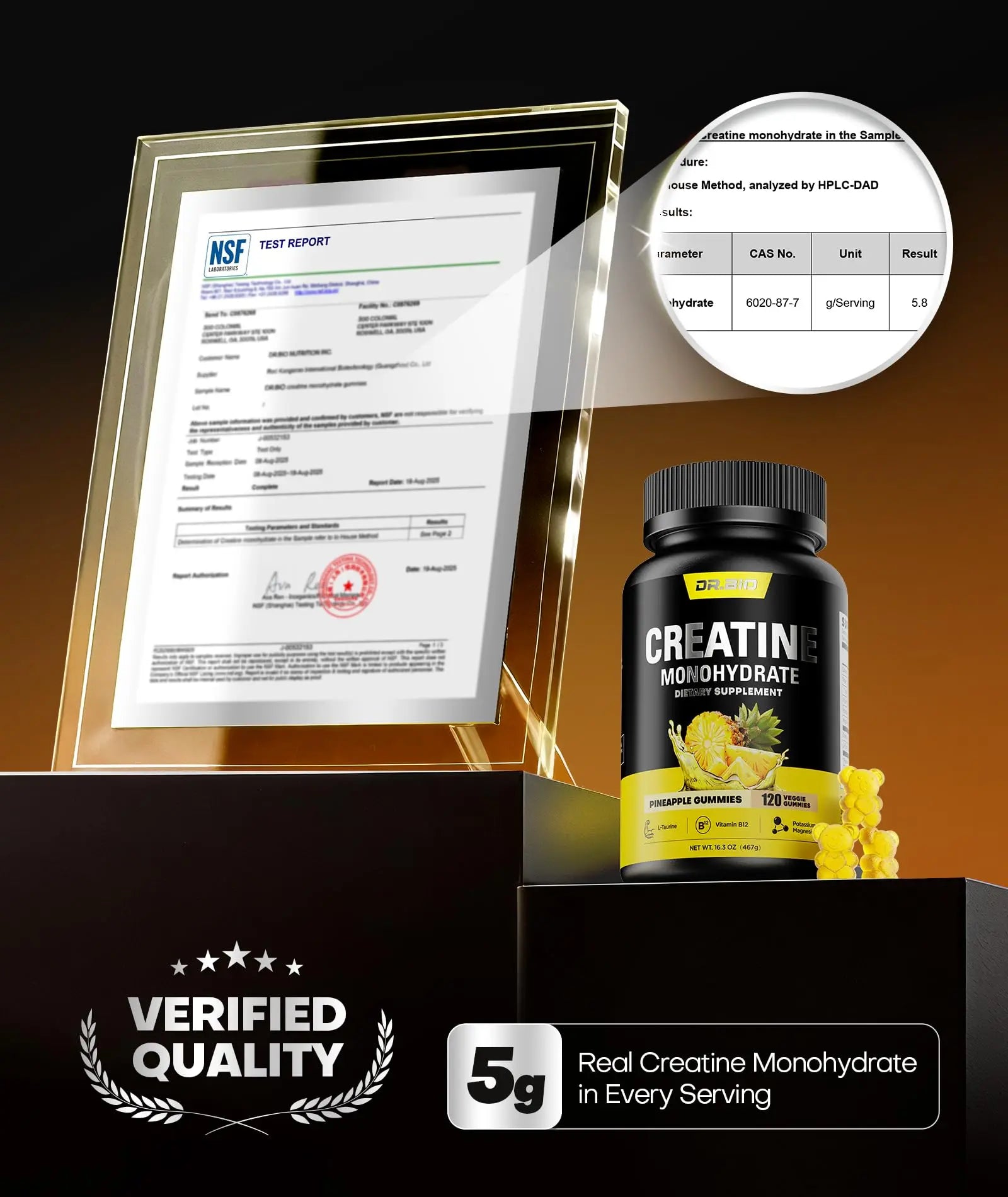Instant Boost Creatine Monohydrate Gummies, Complex Formula with Real 5000mg Creatine, L-Taurine, B12, Mg & K, Pre-Workout Creatine for Women & Men to Support Energy DR.BIO uk supplements