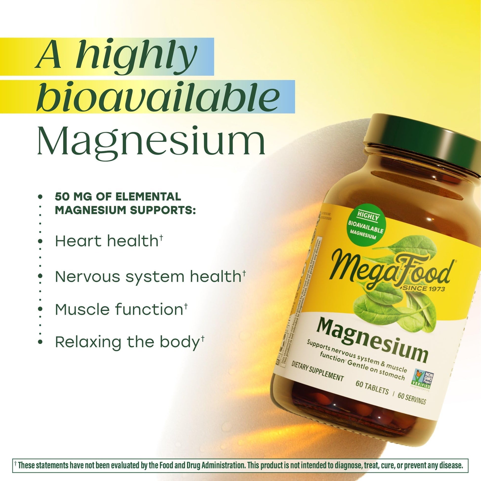 Megafood Magnesium Supplement with Fermented Magnesium Glycinate - Chelated - Supports Heart & Nervous System - Vegan Gluten-Free Non-GMO Kosher - Made Without 9 Food Allergens - 90 Tablets MegaFood uk supplements