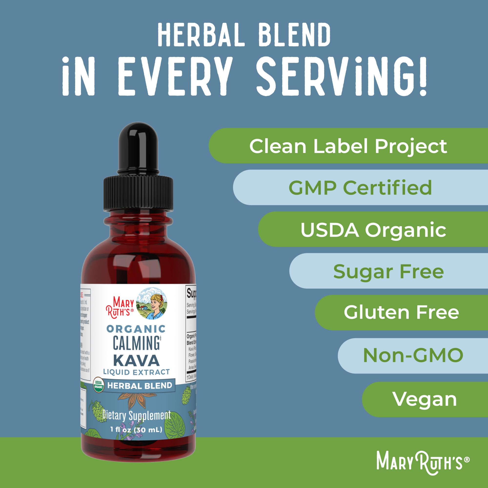 MaryRuth Organics, Herbal Supplement Drop, Calmness & Relaxation, Pack of 1, USDA Kava Root, Sugar/Gluten Free, Support Sleep, Calm & Stress Relief, Vegan, Non-GMO, 30 Servings MARYRUTH'S uk supplements