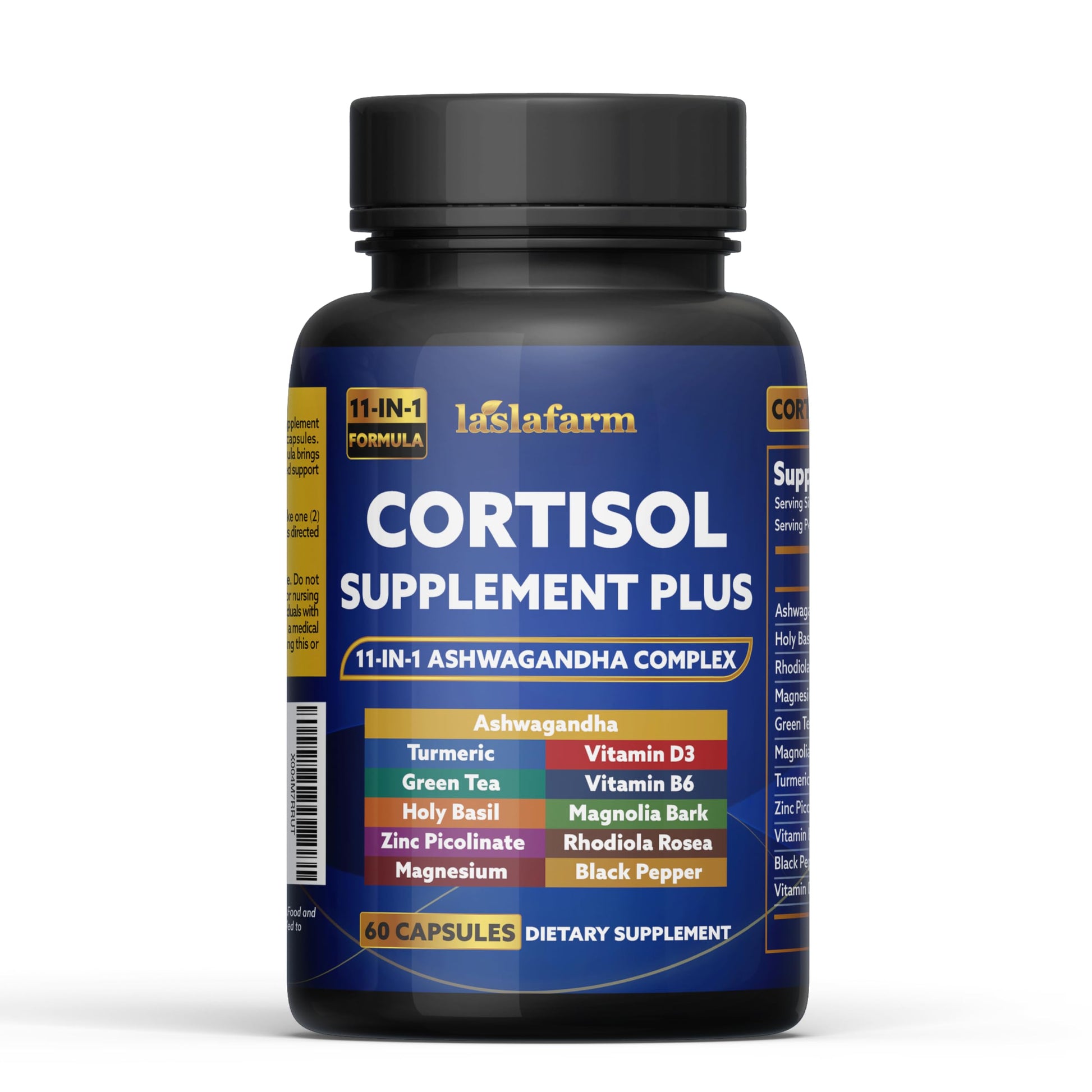 laslafarm 11in1 Cortisol Plus Supplement, 11in1 Ashwagandha and Natural Herbal Complex Vitamin Blend for Daily Mood, Focus and Sleep, Suitable for Women and Men 60 Capsules laslafarm uk supplements