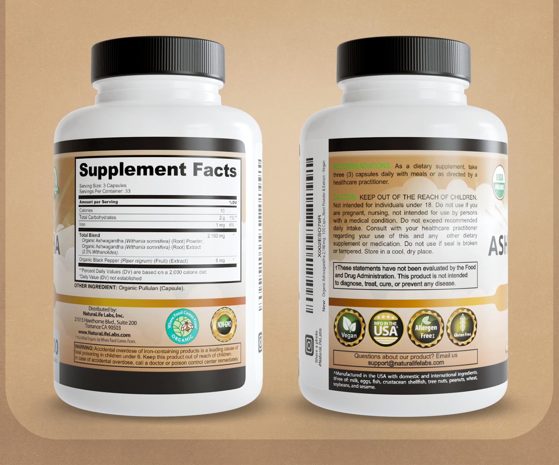 NaturaLife Labs Organic Ashwagandha 2100 mg per Serving – Herbal Supplement Root Powder & Extract – 100 Capsules – Vegan, Non-GMO, Gluten-Free NaturaLife Labs uk supplements