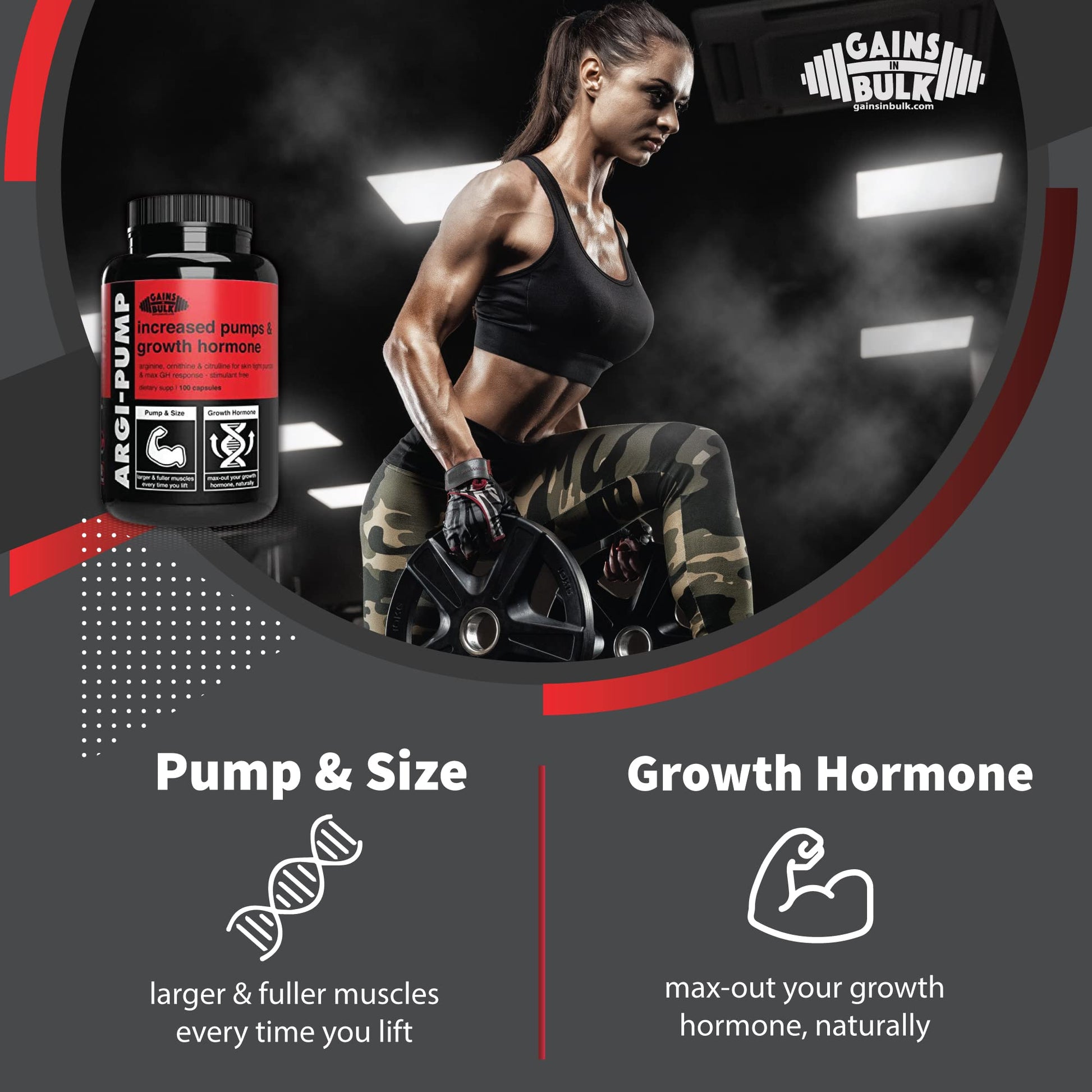 Gains in Bulk, Argi Pump, L-Arginine Nitric Oxide Booster with L-Citrulline and L-Ornithine GAINS IN BULK GAINSINBULK.COM uk supplements