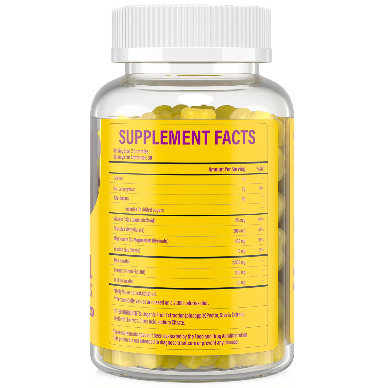 Lazpowfi Myo-Inositol & D-Chiro Inositol,Inositol Gummies with Vitamin D3, Magnesium Glycinate, Omega-3, Folate & Zinc, Inositol Supplement Menstrual Cycle for Women-40:1 Ratio-30 Day Supply Lazpowfi uk supplements