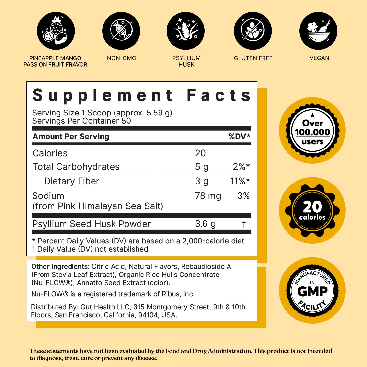ColonBroom Psyllium Husk Powder with Stevia (Tropical Fruits) - Colon Cleanse for Bloating Relief & Gut Health - Colon Broom Fiber Powder Drink - Vegan Fiber Powder Stevia Supplement, 100 Servings ColonBroom uk supplements