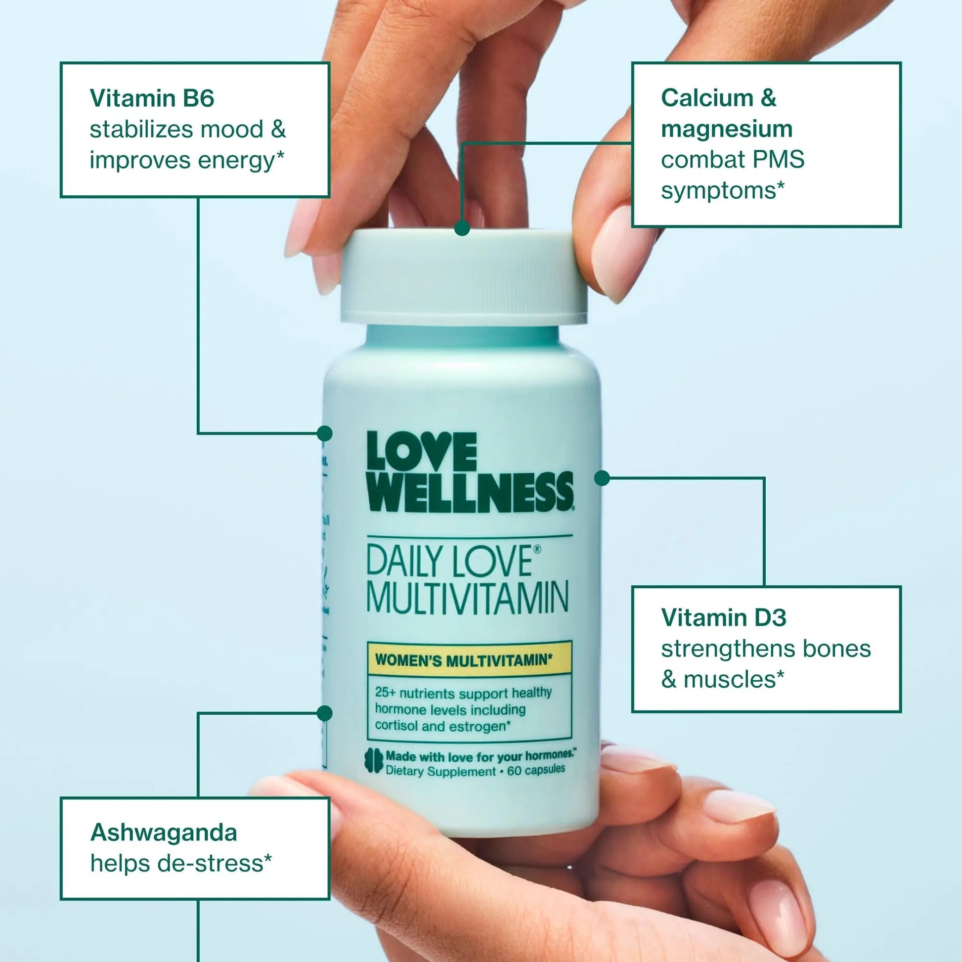 Love Wellness Daily Love Multivitamin for Women | Supports Energy, Cortisol, Immune Health, Stress Relief, & PMS | Complete with Vitamin D, C Love Wellness uk supplements