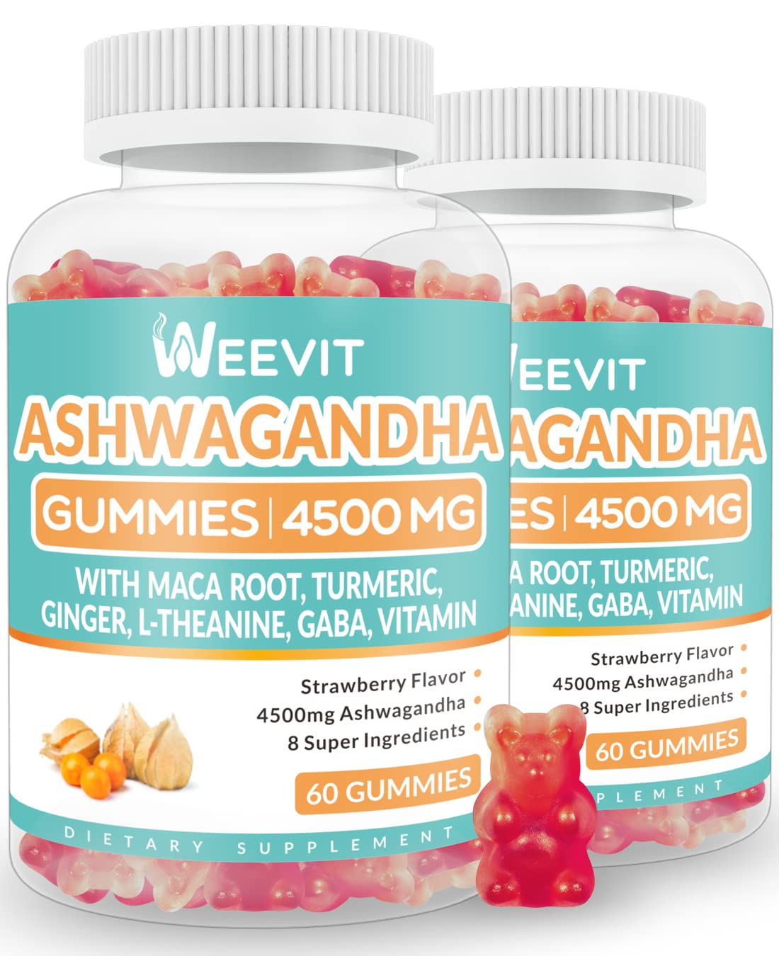 Ashwagandha Gummies 4500mg for Women & Men, Ashwagandha Gummy with Maca Root WEEVIT uk supplements