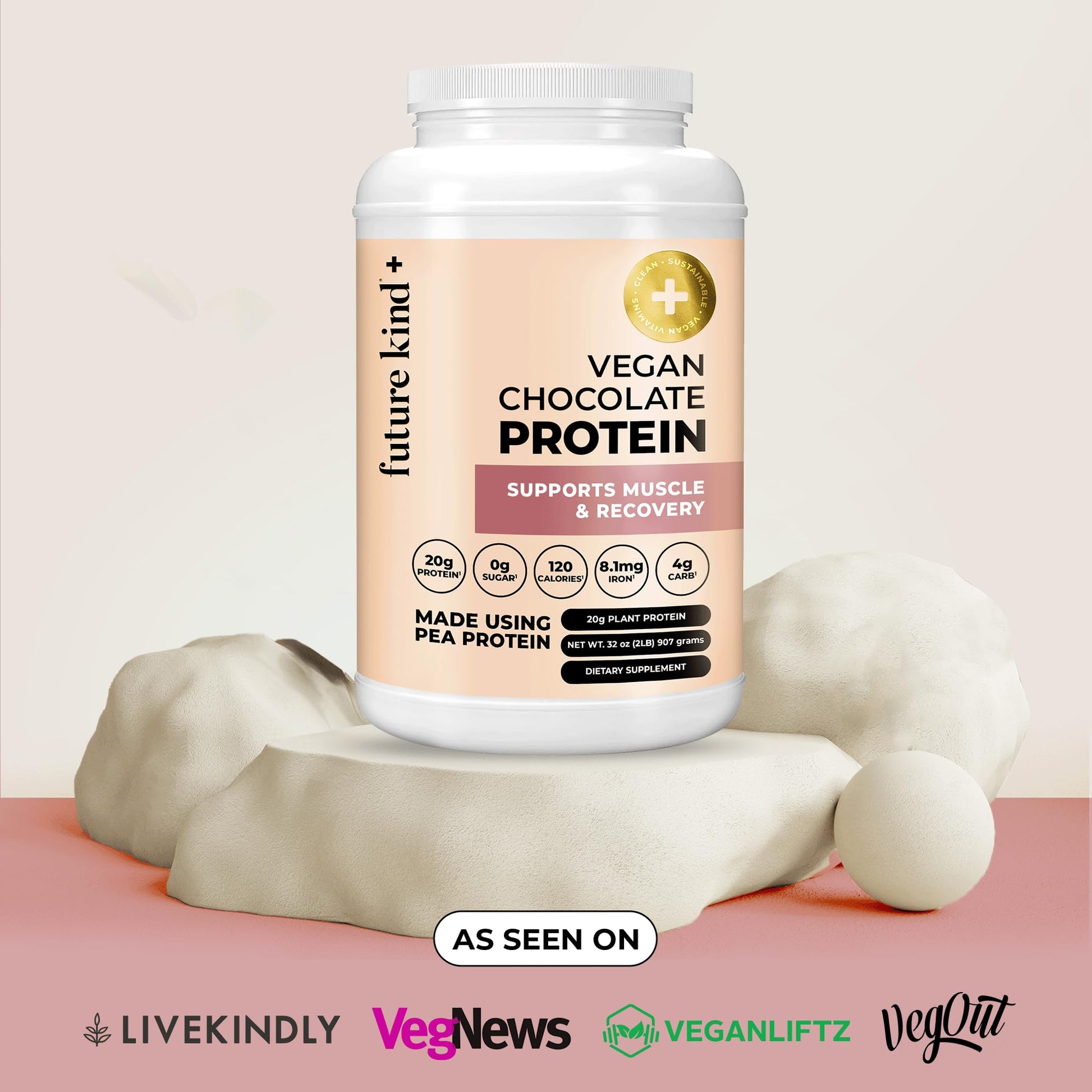 Future Kind Vegan Protein Powder, Chocolate, Pea Plant Protein for Lean Muscle with Iron & Fiber, Whey-Free, Sugar-Free, Soy-Free, Non-Dairy (34 Servings) Future Kind uk supplements