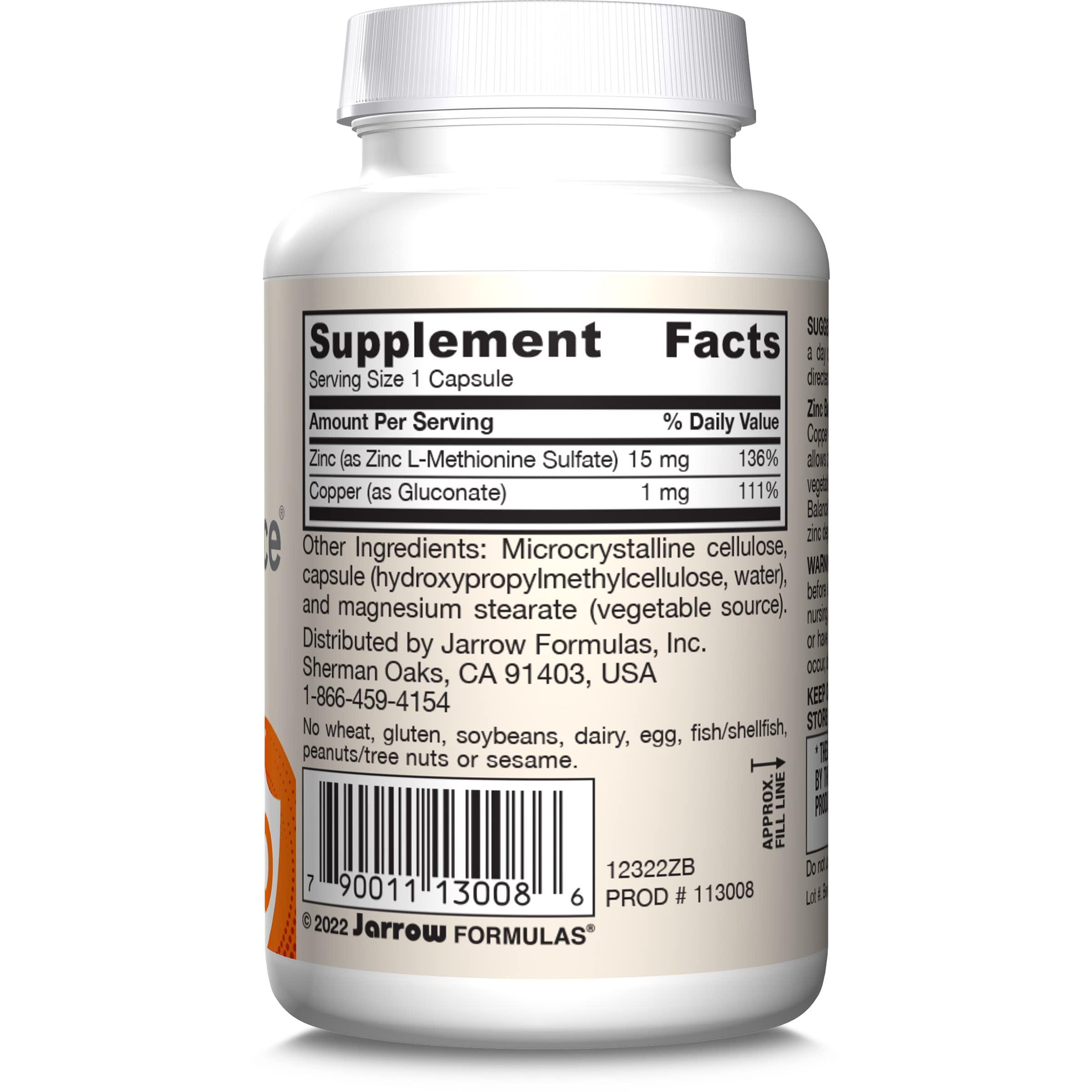 Jarrow Formulas Zinc Balance 15 mg - 100 Servings (Veggie Caps) - Zinc with Copper - Essential Minerals for Immune System Support - Immune Support Supplement - Gluten Free Copper Supplement, Vegan Jarrow Formulas uk supplements