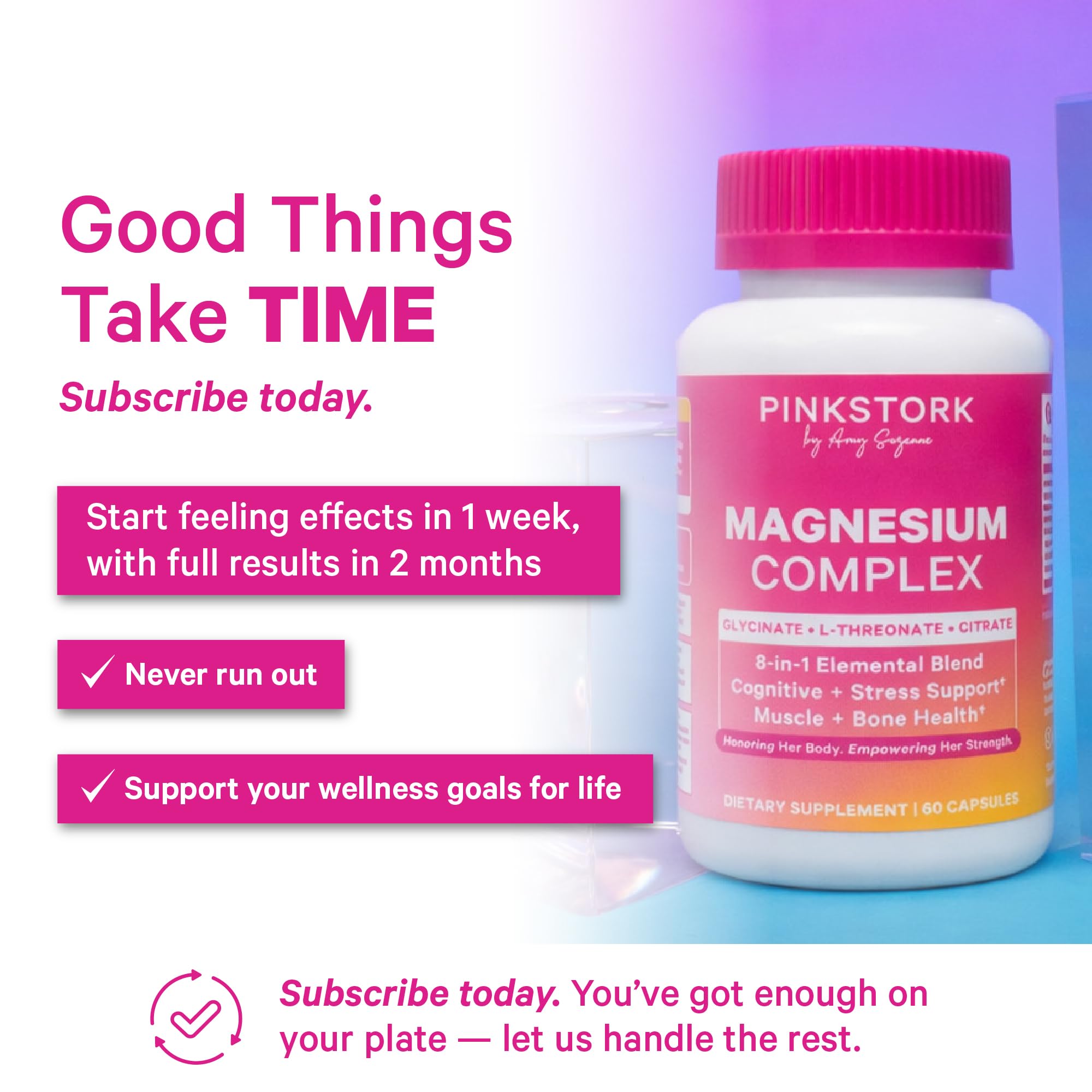 Pink Stork Magnesium Complex for Women - 8 Forms Including Glycinate, Malate, Citrate & L-Threonate - Stress, Sleep, Muscle & Hormone Support - 400 mg Elemental Magnesium - 60 Vegan Capsules Pink Stork uk supplements