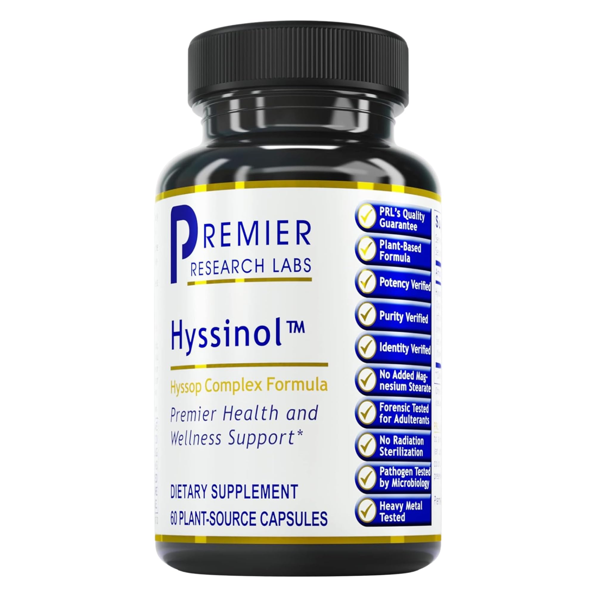 Premier Research Labs Hyssinol - Hyssop Herb, Hyssop Capsules, Wellness Pills with Organic Hyssop Dry Herb, Dietary Supplement with Green Tea, Antioxidant Support - 60 Vegetarian Capsules Premier Research Labs uk supplements