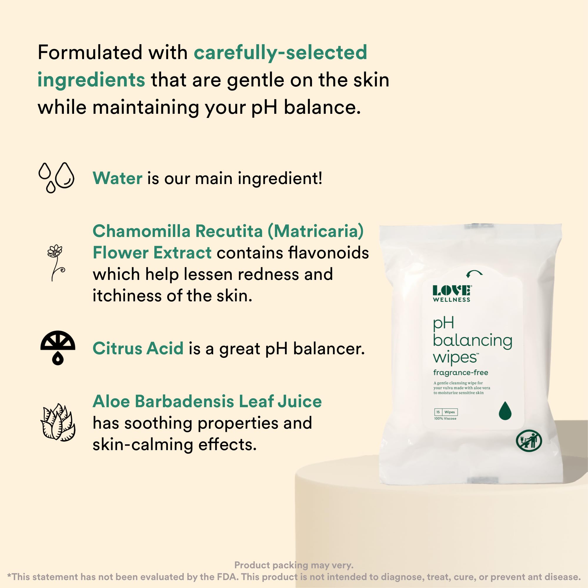 Love Wellness pH Balancing Wipes for Women | Feminine Hygiene for Cleansing with Aloe Vera Love Wellness uk supplements