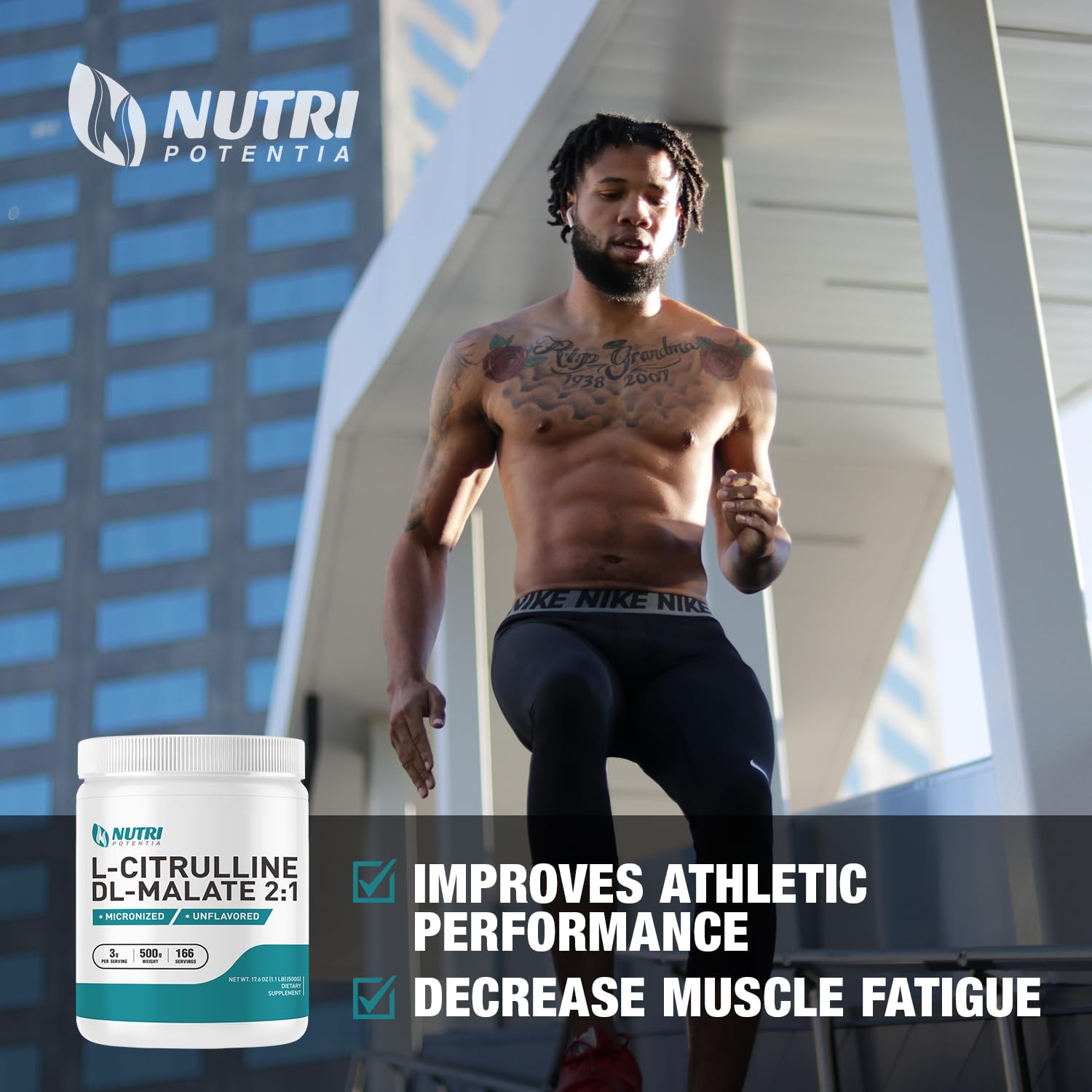 L-Citrulline Dl-Malate 2:1 Powder 500g, Pure L Citrulline Malate Supplement Preworkout NUTRI POTENTIA uk supplements
