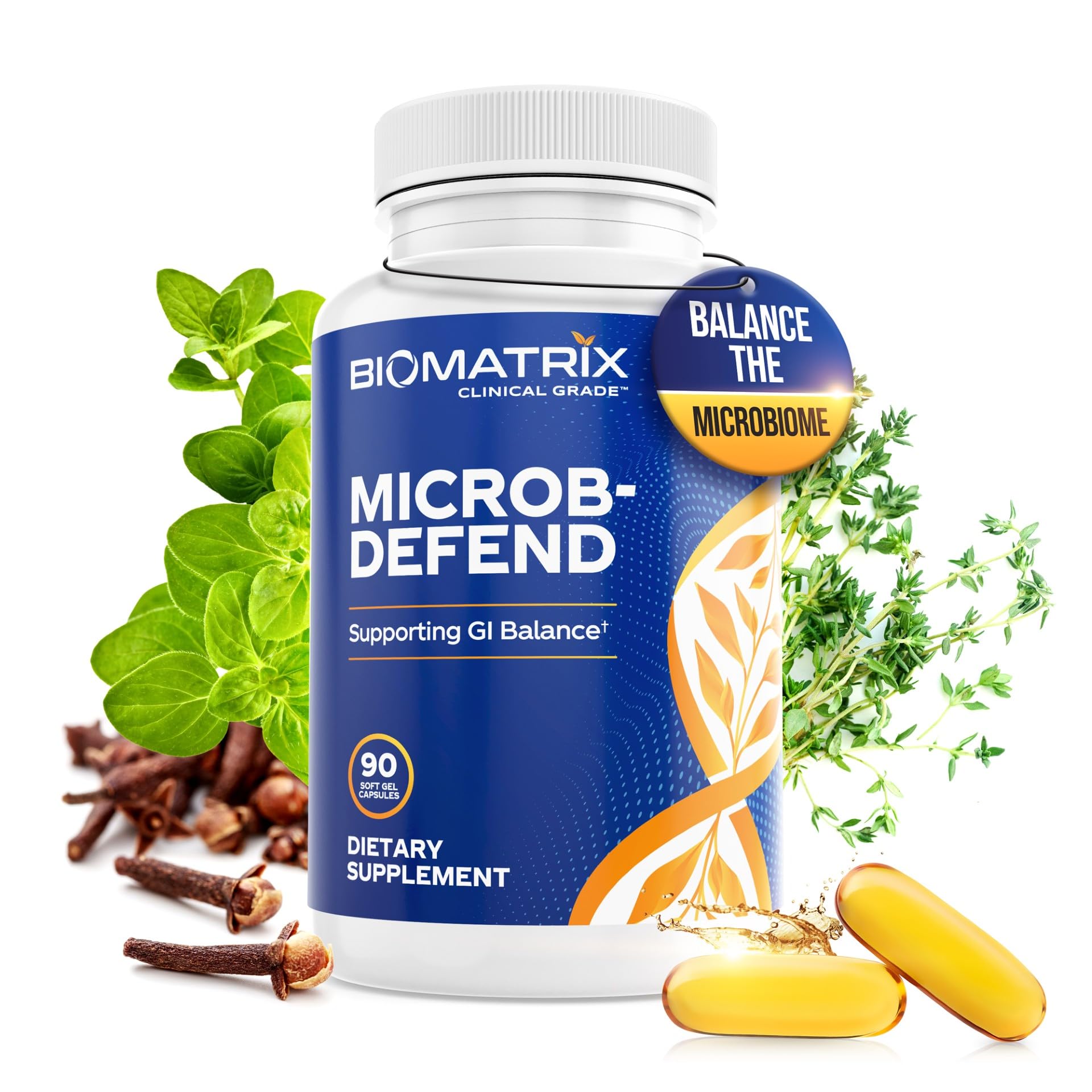 BioMatrix Biofilm Disruptor, GI Repair Digestive Supplement for Men and Women, Oil of Thyme, Oregano & Clove, Gut Microbiome & Intestinal Health Support | Microb-Defend (90 Softgels) BioMatrix uk supplements