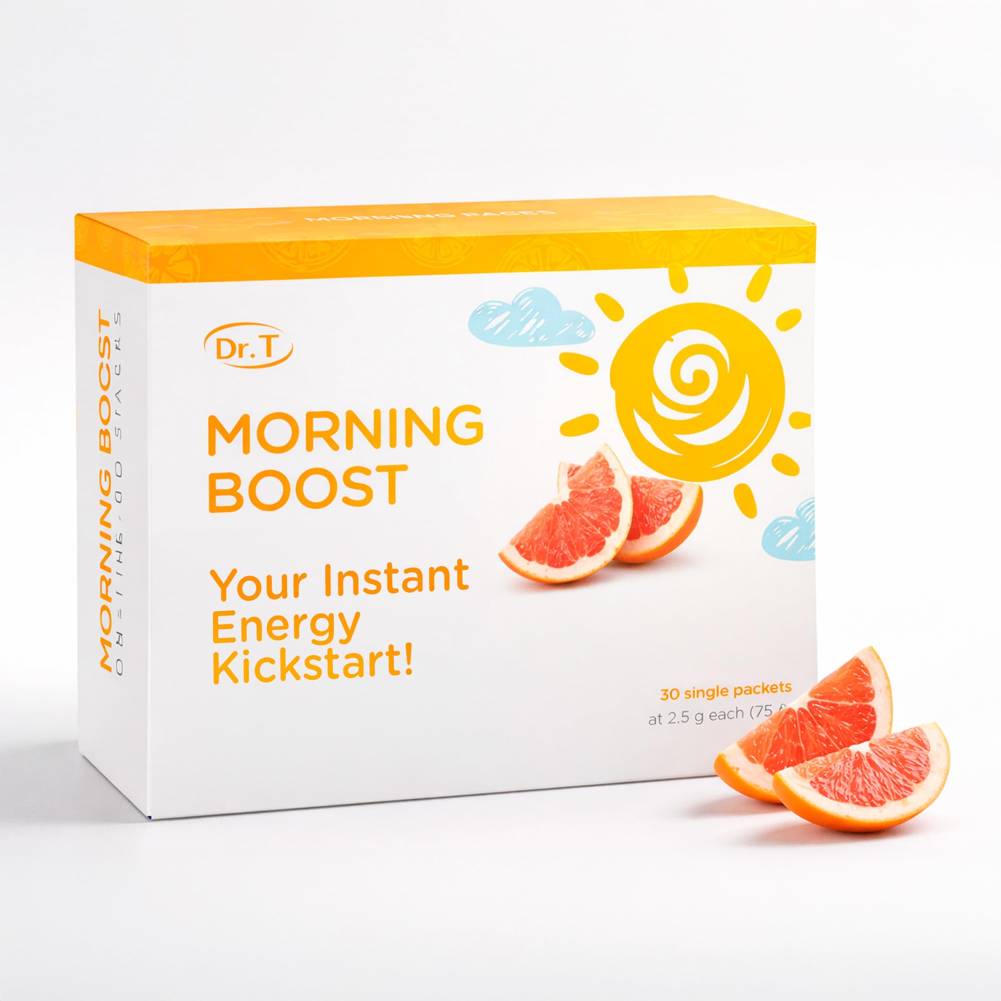 Dr. T On-the-go Packs – Morning Boost Formula – No Water Needed, Direct-to-Mouth – with Vitamins C, B6, B12 & Camu-Camu Extract – Supports Focus, Energy & Well-Being – Grapefruit, 30 Packs Dr. T uk supplements