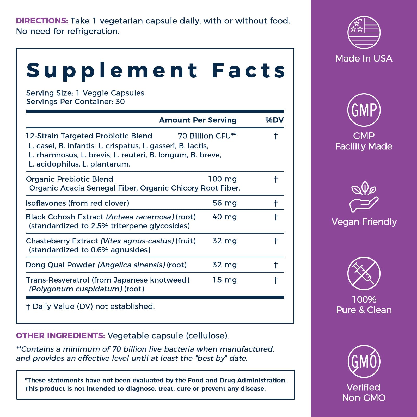 NewRhythm Menopause Probiotics for Women, 7-in-1 Relief, Prebiotics, Black Cohosh Trans-Resveratrol Chasteberry Red Clover Dong Quai, Hot Flashes Night Sweats, No Soy, No Estrogen, 30 Ct NewRhythm uk supplements