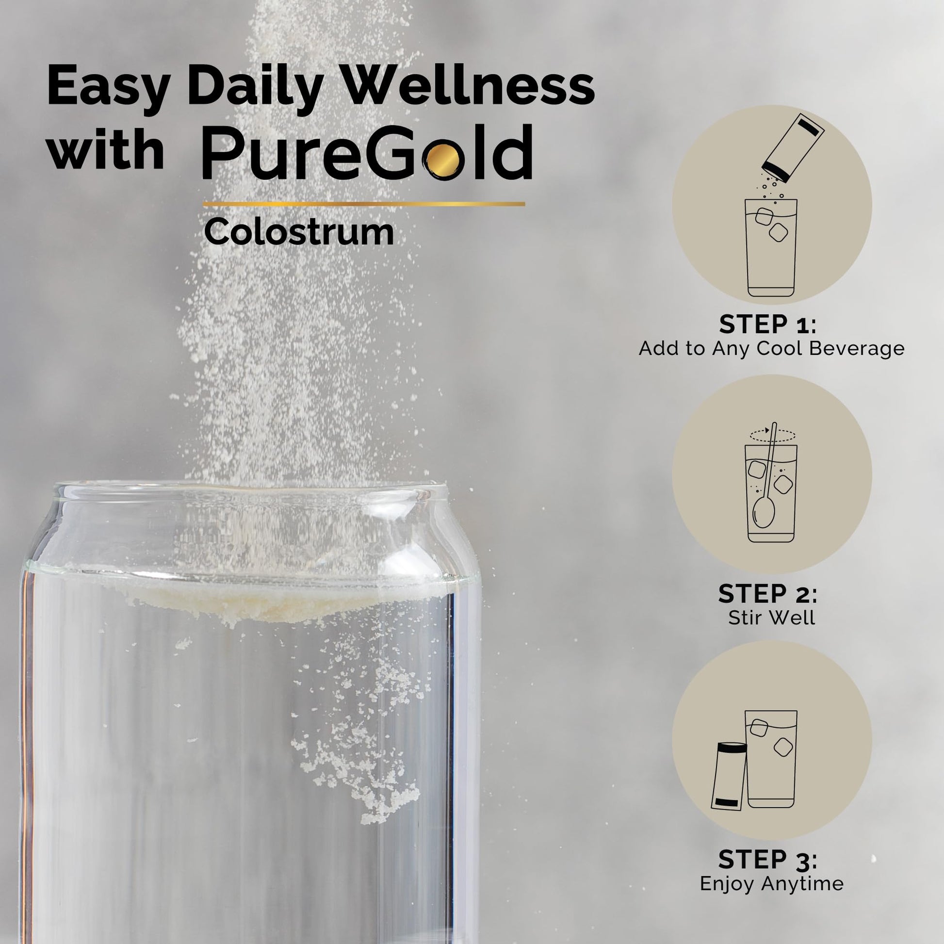 PureGold - Bovine Colostrum Powder - 100% Pure New Zealand Grass Fed, Supports Gut Health, Skin, Hair, & Immunity – Colostrum Supplement, Unflavored, 30 Travel Packets Fasted Athlete uk supplements