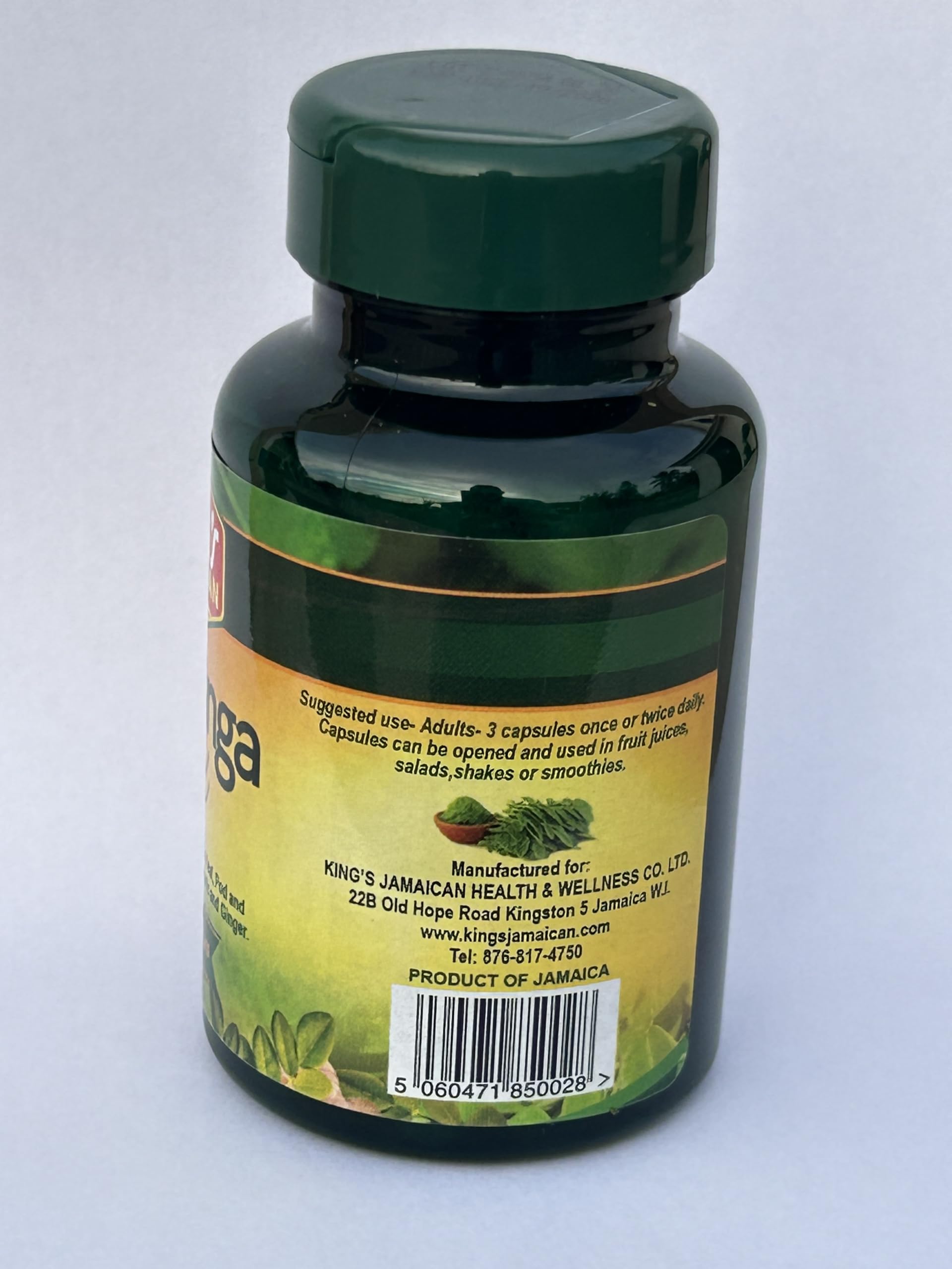 Jamaican Moringa Capsules – 100% Natural Ingredients – Made from Dried Moringa Leaves, Pods & Seeds – 90 Capsules, 500mg – with Turmeric & Ginger – Herbal Supplement, Nutrient-Rich – Easy to Swallow King's Jamaican uk supplements