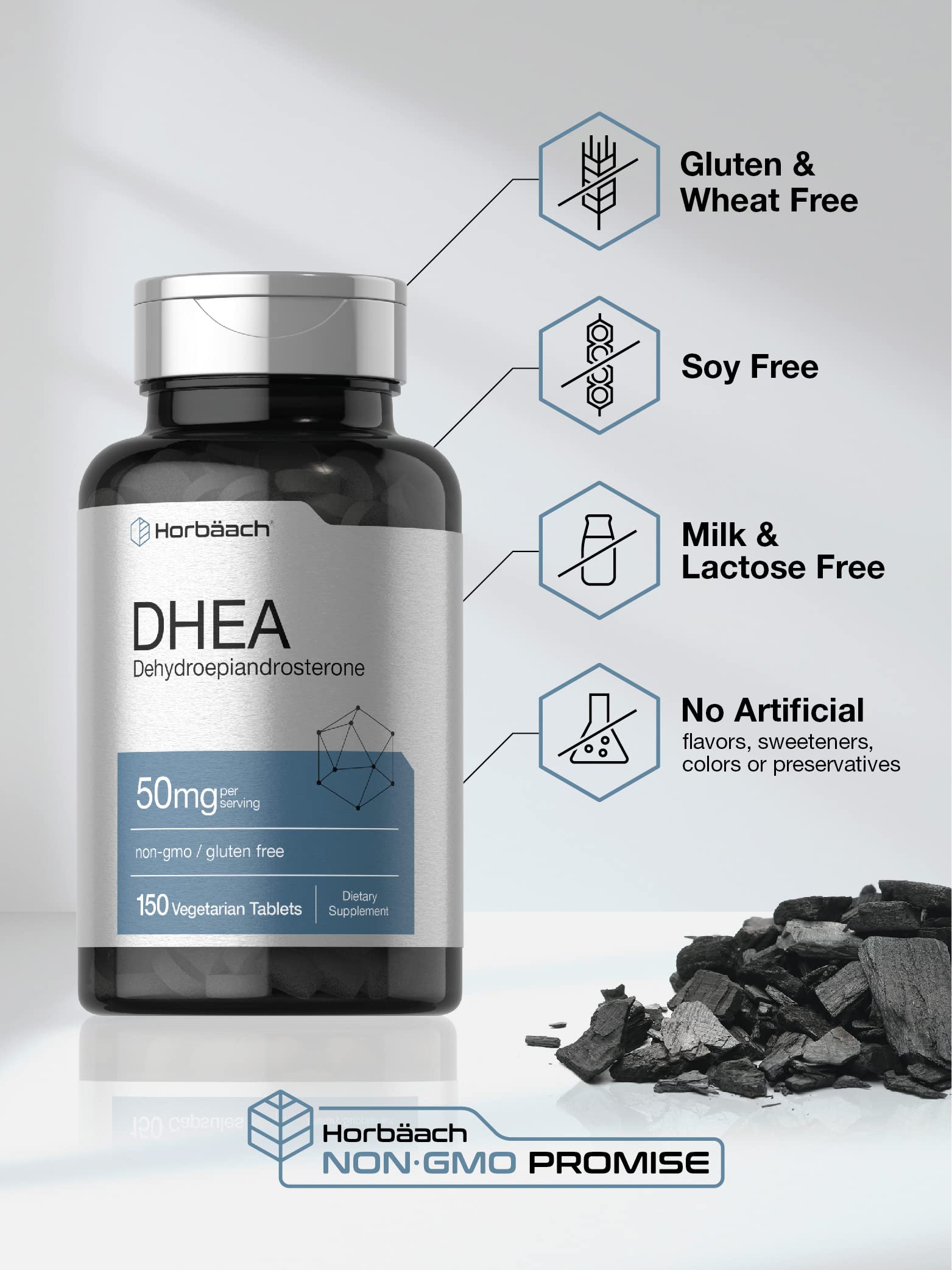DHEA 50mg 150 Tablets | Non-GMO, Gluten Free Supplement | by Horbaach Horbäach uk supplements