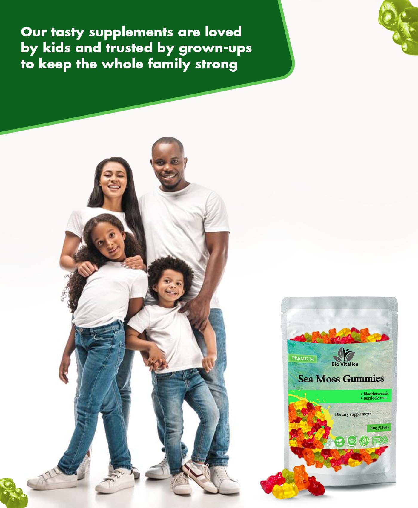 BIO VITALICA Sea Moss Gummies – with Bladderwrack & Burdock Root – Wildcrafted Gel + Powder – Vegan, Keto, Non-GMO, Gluten-Free – Fruity Mineral-Rich Gummies – 50 Count (3 Pack) BIO VITALICA uk supplements