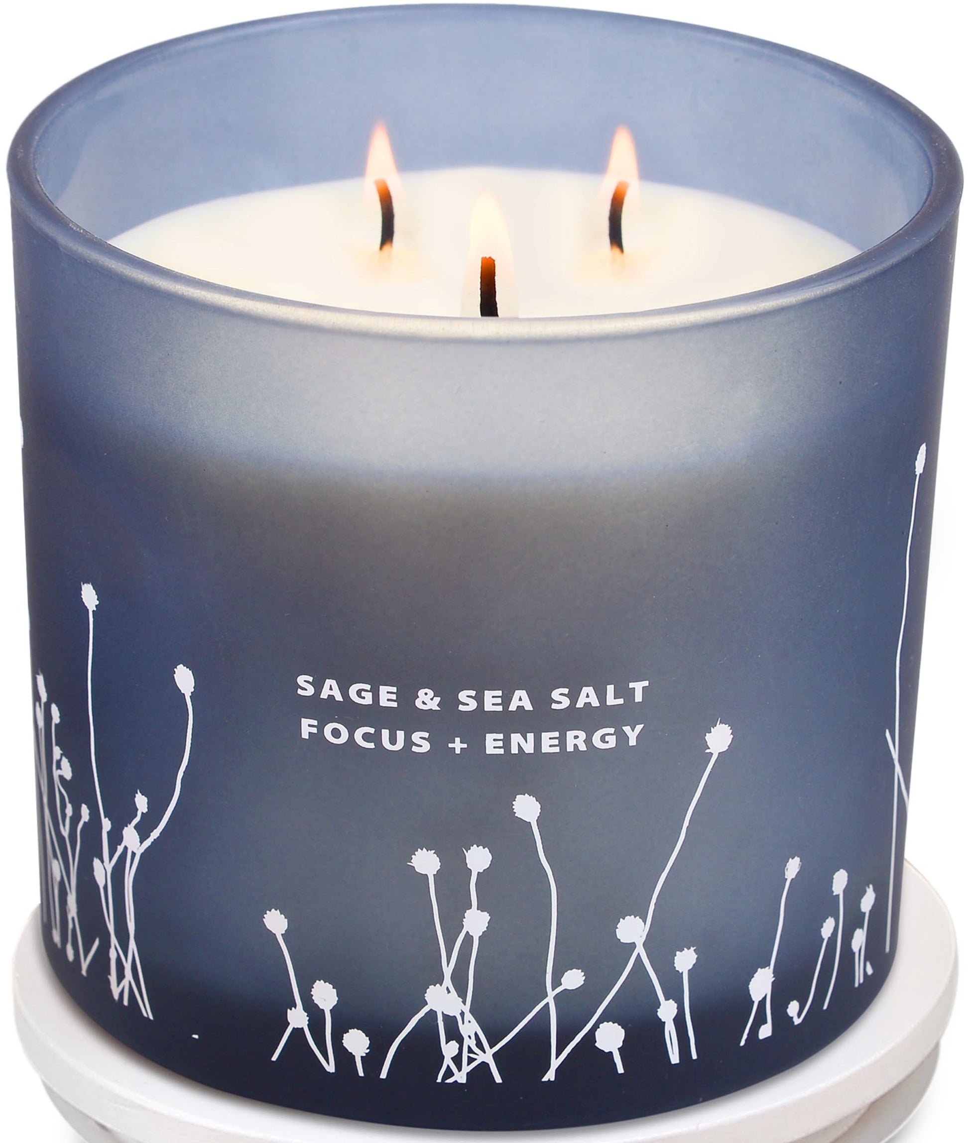 White Sage Sea Salt 3 Wick Candle 14.5 oz | Sage Candles for Cleansing House | Large Soy Candles GIFTAWAY uk supplements