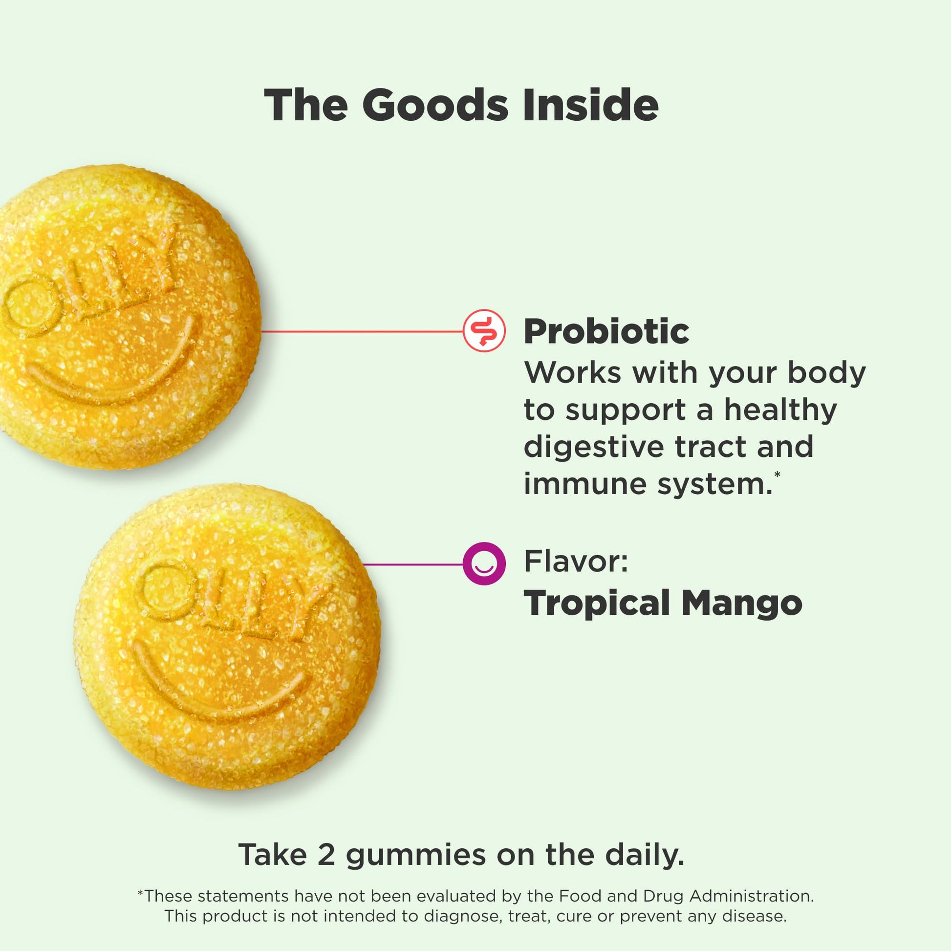 OLLY Probiotic Gummy, Immune and Digestive Support, 1 Billion CFUs, Chewable Probiotic Supplement, Mango, 25 Day Supply - 50 Count OLLY uk supplements
