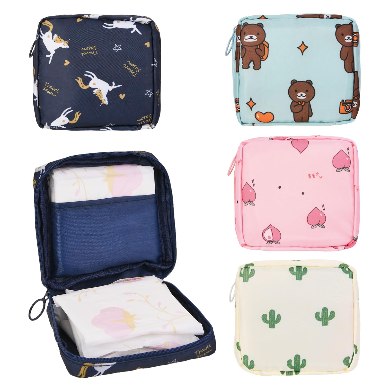 4Pcs Period Bag, Sanitary Pad Storage Bag Samll Period Pouch for Purse Cute Menstrual Period Bag Aster uk supplements