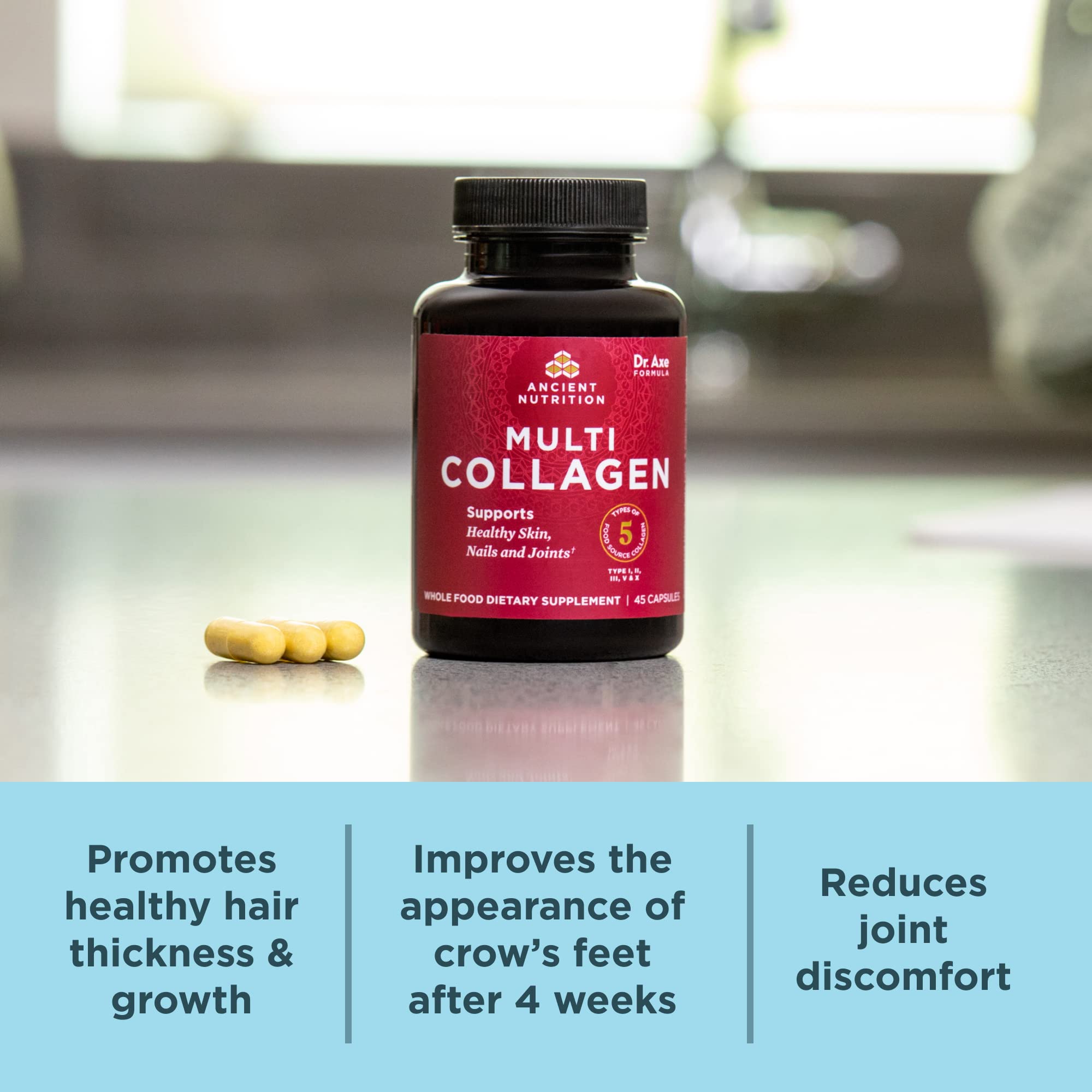 Ancient Nutrition Collagen Peptides Pills, Hydrolyzed Multi Collagen Supplement, Types I, II, II, V & X, Supports Healthy Skin and Nails