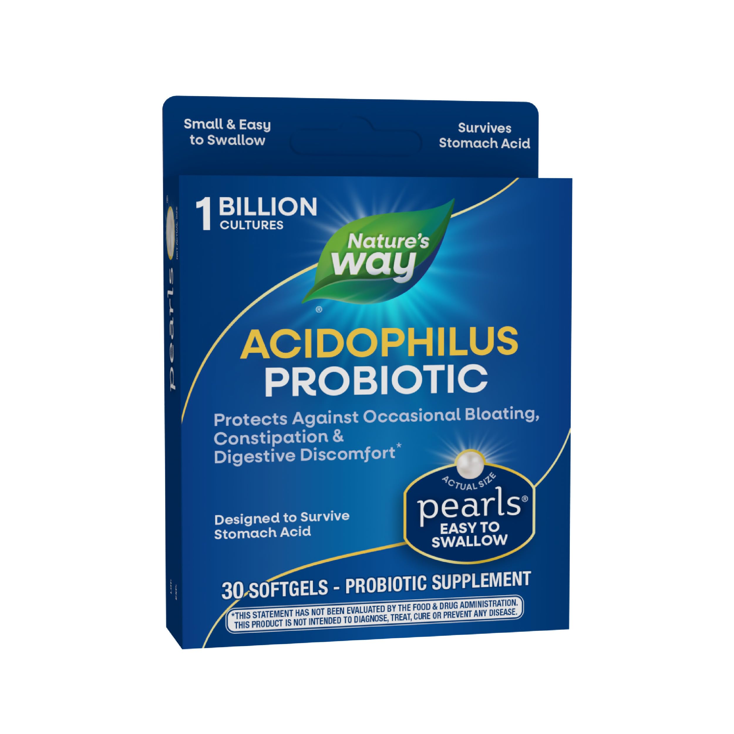 Nature's Way Acidophilus Probiotic Pearls, Supports Digestive Balance & Gut Health, Reduce Occasional Constipation and Bloating*, 1 Billion Cultures, 30 Softgels Nature's Way uk supplements