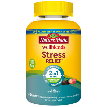 Nature Made Wellblends Stress Relief Gummies, L theanine 200mg to Help Reduce Stress, with GABA 100mg, Same Day Stress Support, 40 Strawberry Flavor Gummies Nature Made uk supplements